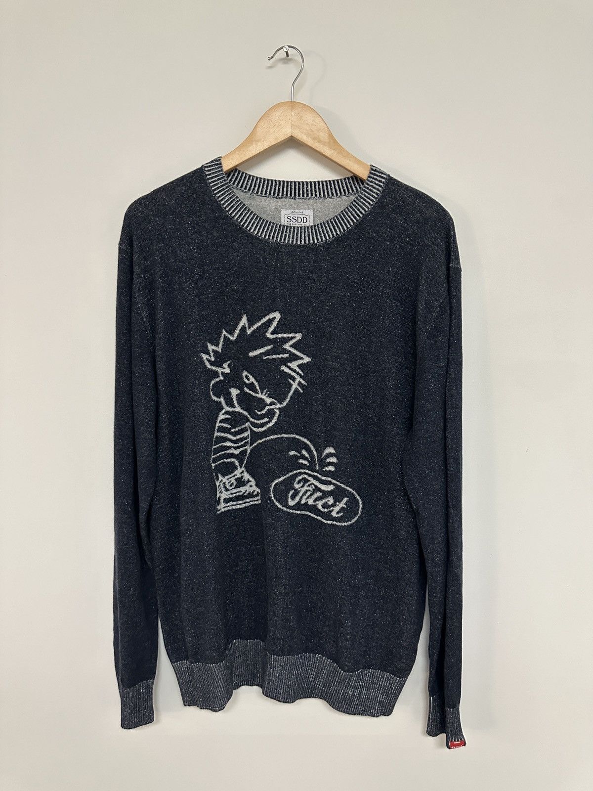 image of Fuct Ssdd Knit Sweater Size L in Navy, Men's