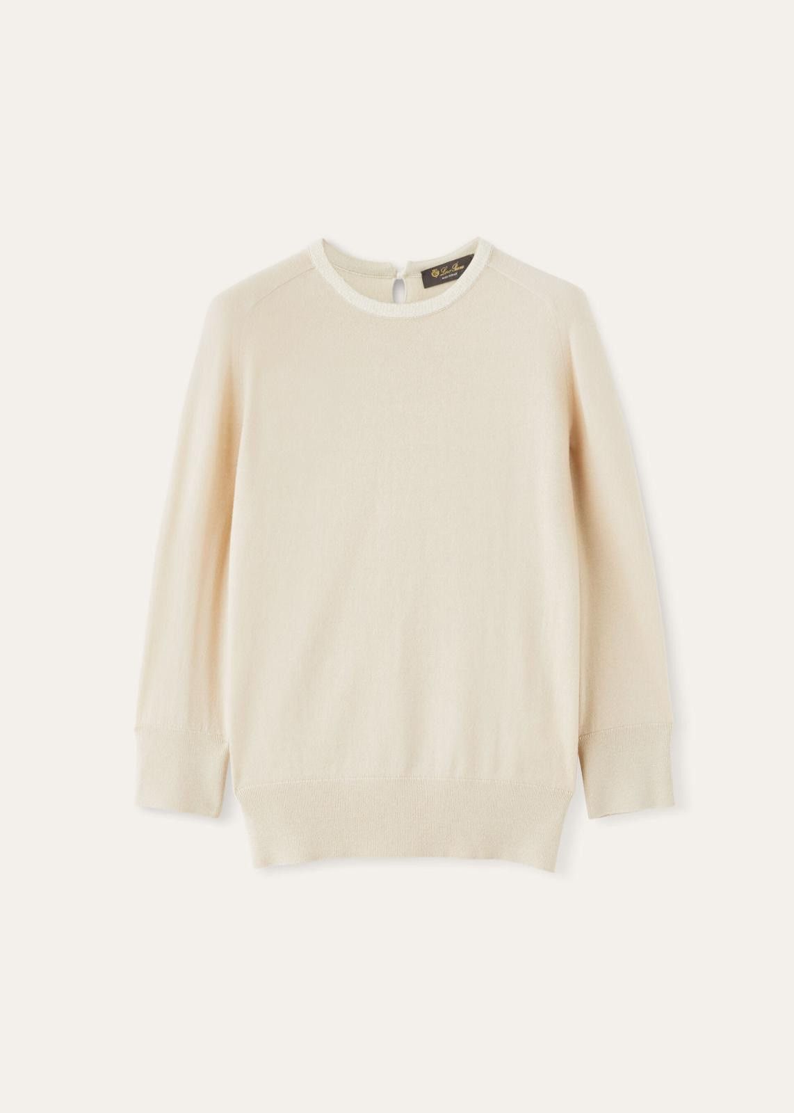 Loro Piana o1srvl11e0125 FAO1842 Kiso Crewneck Sweater in Beige Size S / US 4 / IT 40 - 1 Thumbnail