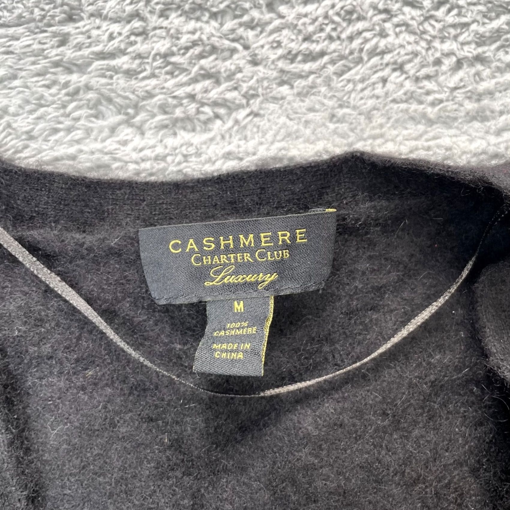 Charter Club Charter Club Womens Medium Black Cashmere Cardigan Sweater Tight Knit Open Front Size M / US 6-8 / IT 42-44 - 4 Thumbnail