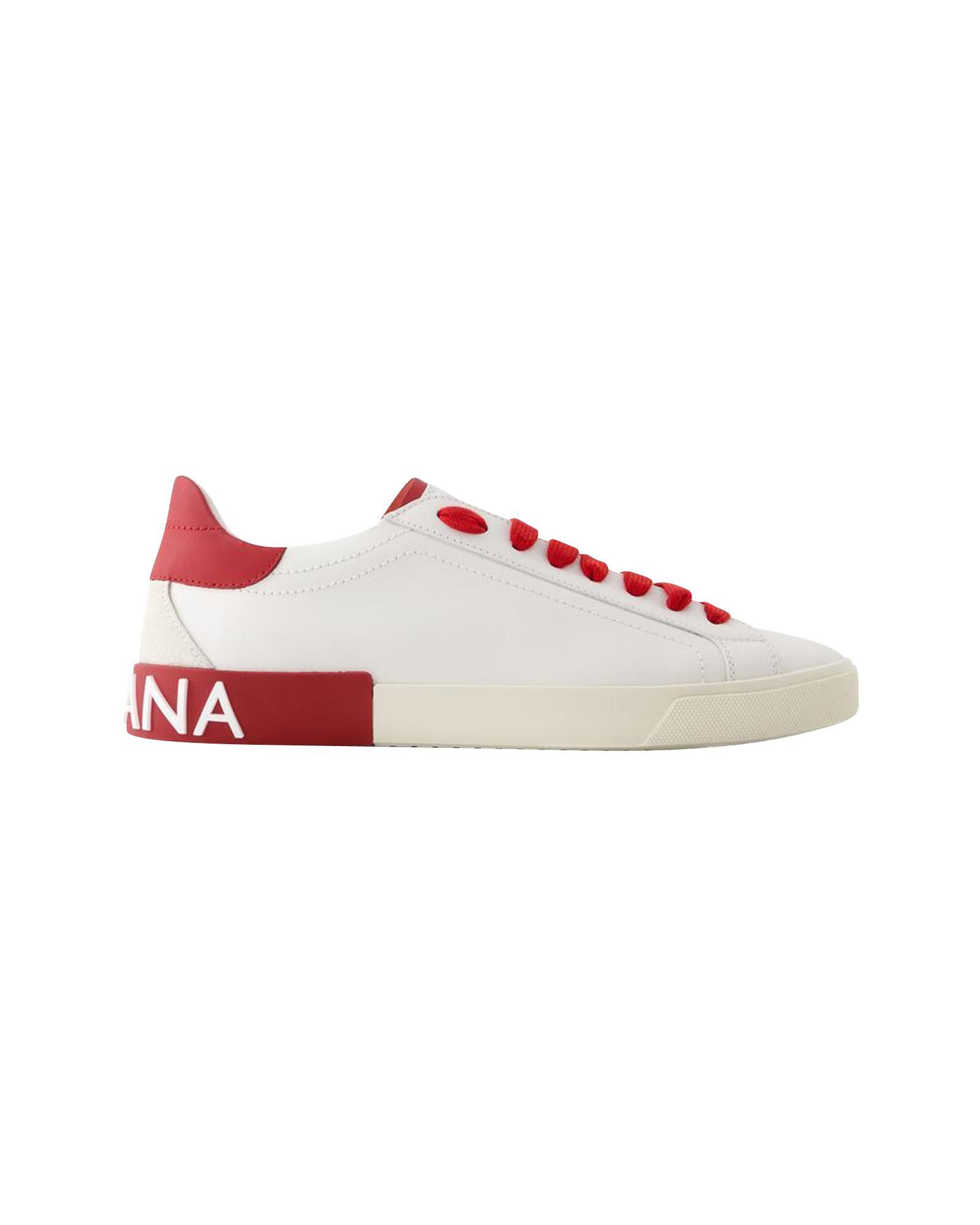 image of Dolce Gabbana Smooth Leather Lace-Up Sneakers in White, Men's (Size 10)
