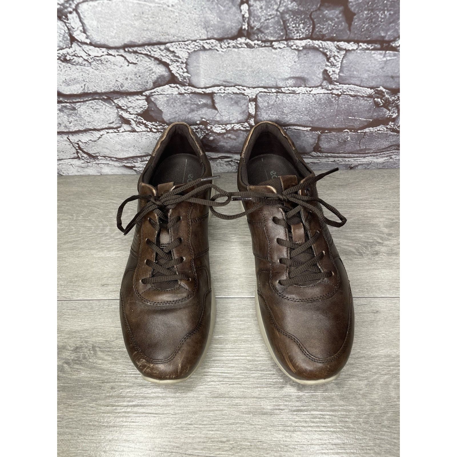 Ecco ECCO Danish Design Brown Leather Casual Low Top Sneakers Men Size US 10.5 / EU 43-44 - 16 Thumbnail