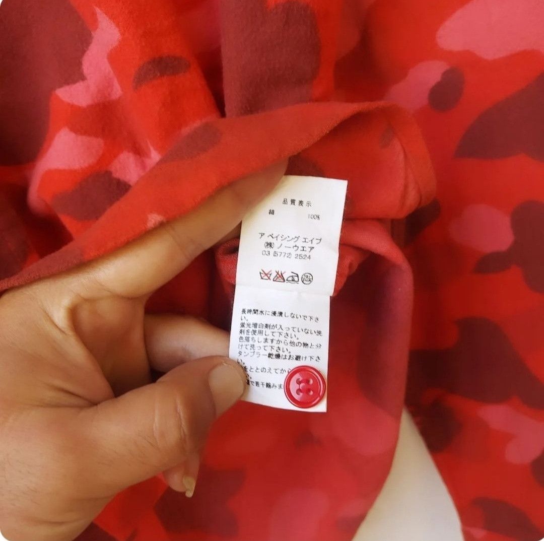 Bape Vintage BAPE Red Camo Long Sleeve Button Shirt Size US M / EU 48-50 / 2 - 10 Thumbnail