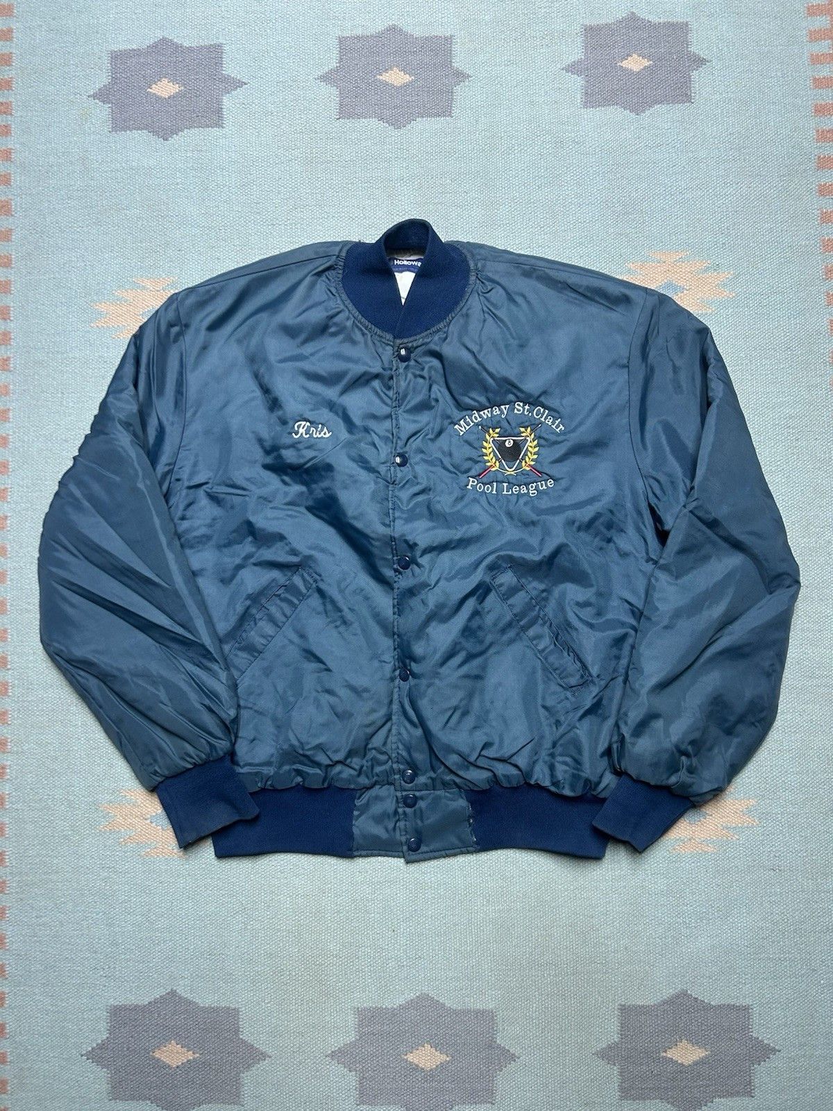 Vintage 80s bomber jacket midway pool league St Clair Michigan XL Size US XL / EU 56 / 4 - 1 Thumbnail