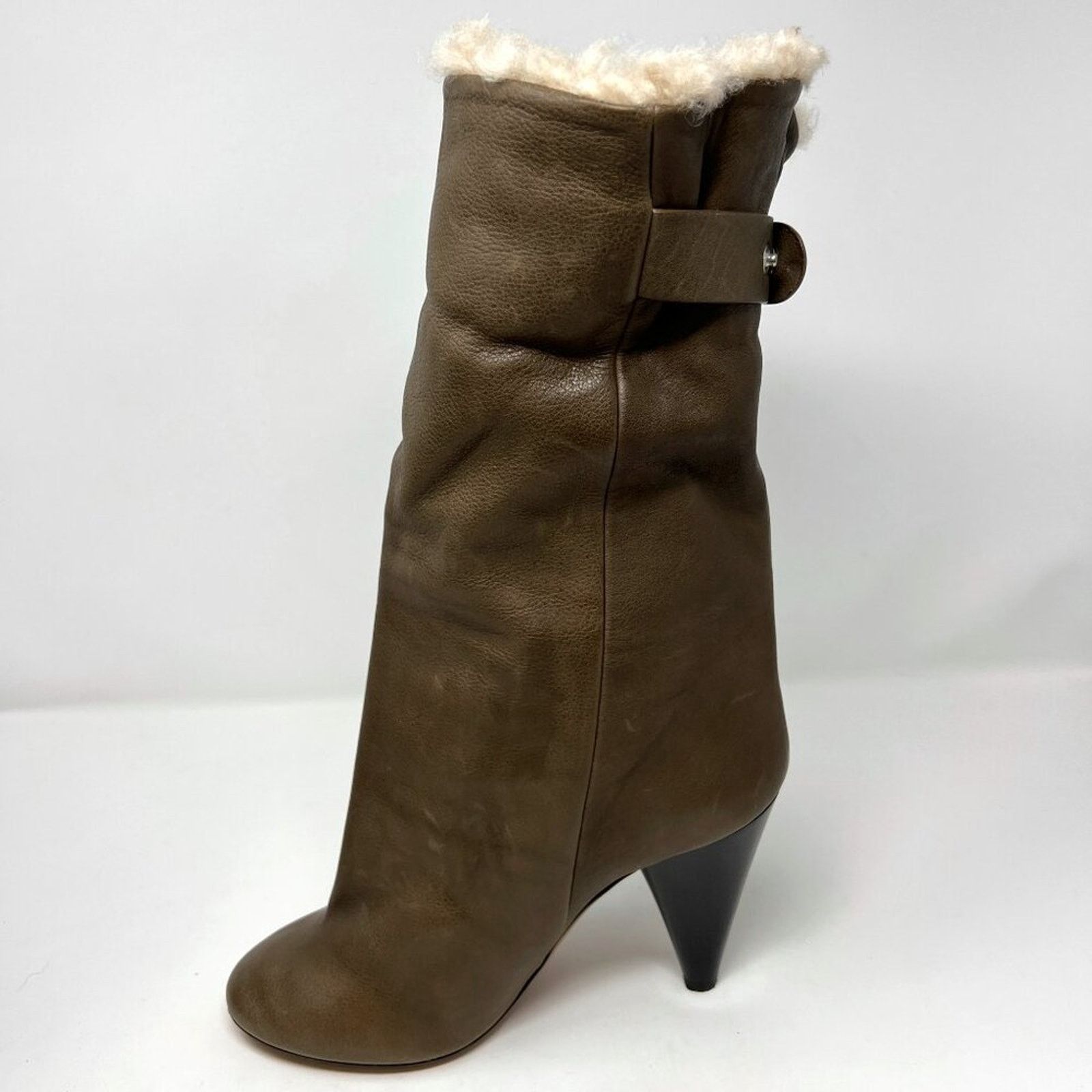 Isabel Marant Isabel Marant Brown Leather Shearling Lafkee Tall Boots Size US 10 / IT 40 - 2 Thumbnail