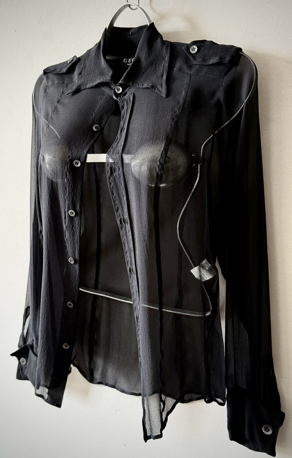 Gucci Gucci - Tom Ford - Fall 1996 - Sheer Silk with Epaulettes Size S / US 4 / IT 40 - 19 Thumbnail