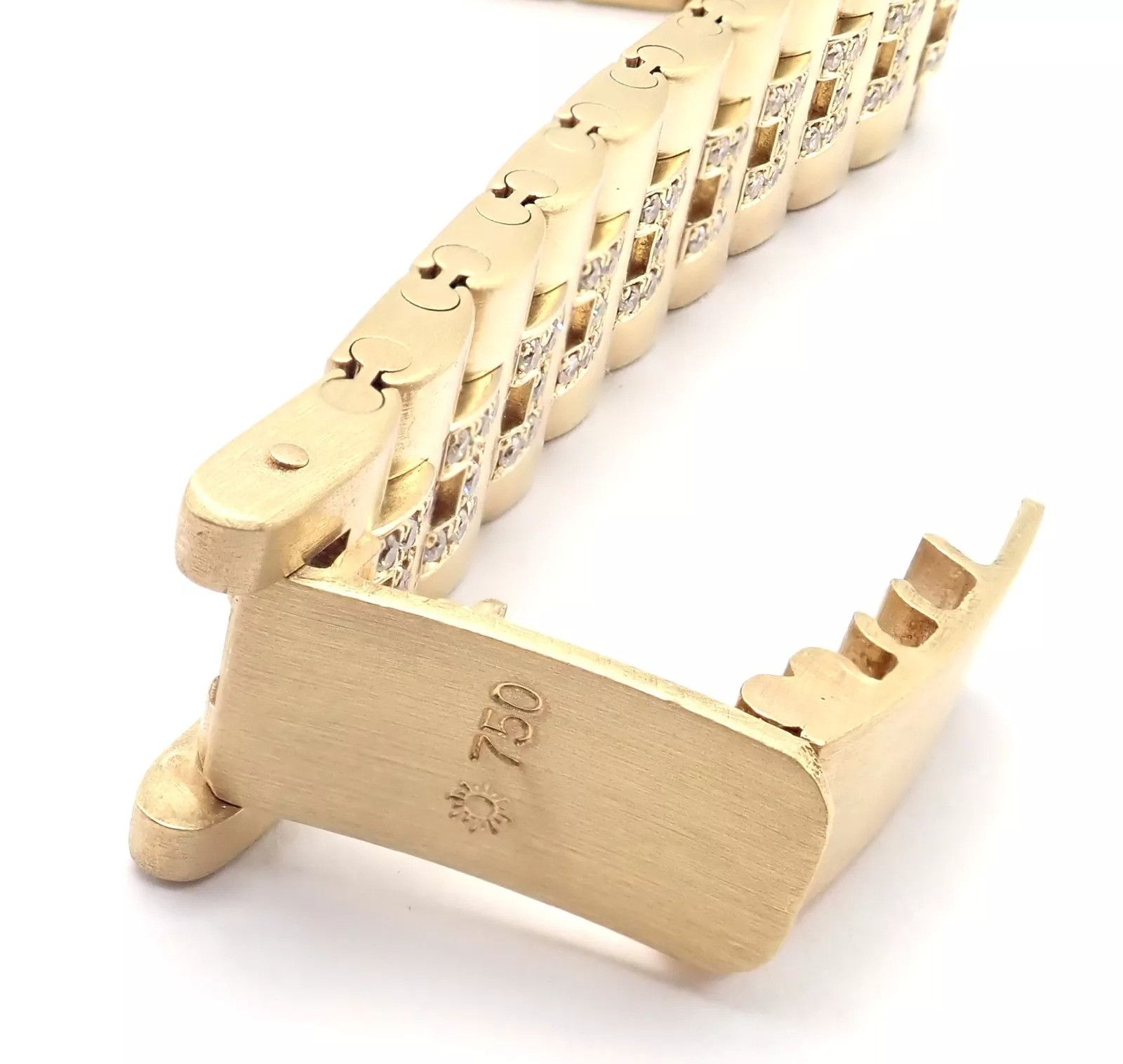 Hermes Vintage Hermes Paris 18k Yellow Gold Diamond H Link Bracelet Size ONE SIZE - 12 Thumbnail
