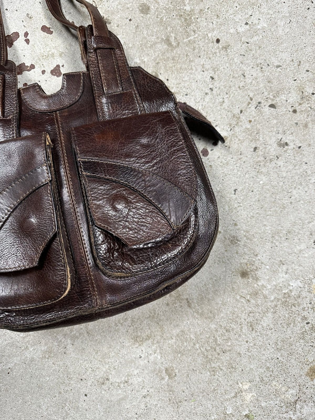 Vintage Vintage 90s Brown Utility Genuine Leather Hand Bag rare usa Size ONE SIZE - 4 Thumbnail
