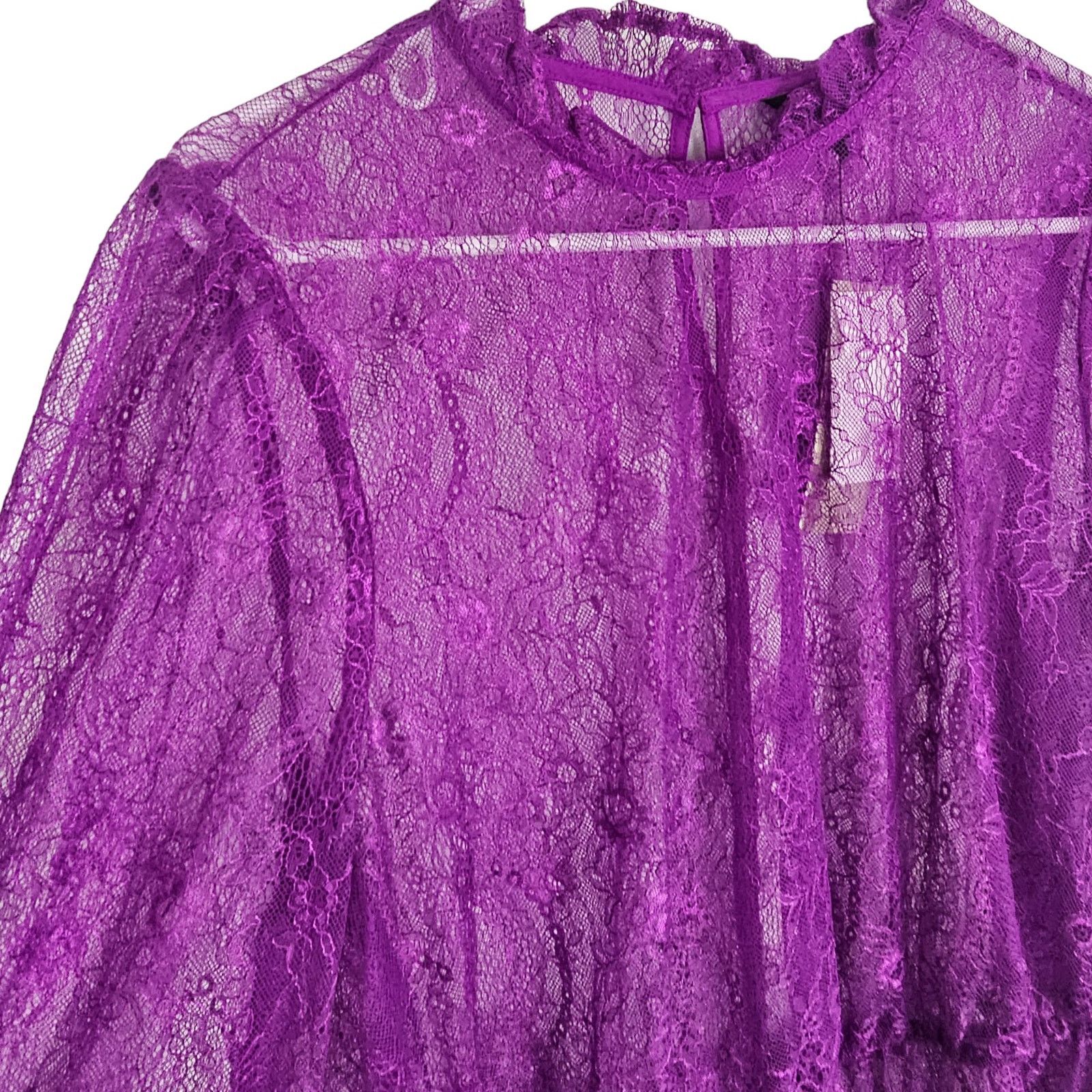 Banana Republic Banana Republic Women Sheer Lace Peplum Blouse PL Whimsigoth Size L / US 10 / IT 46 - 7 Thumbnail