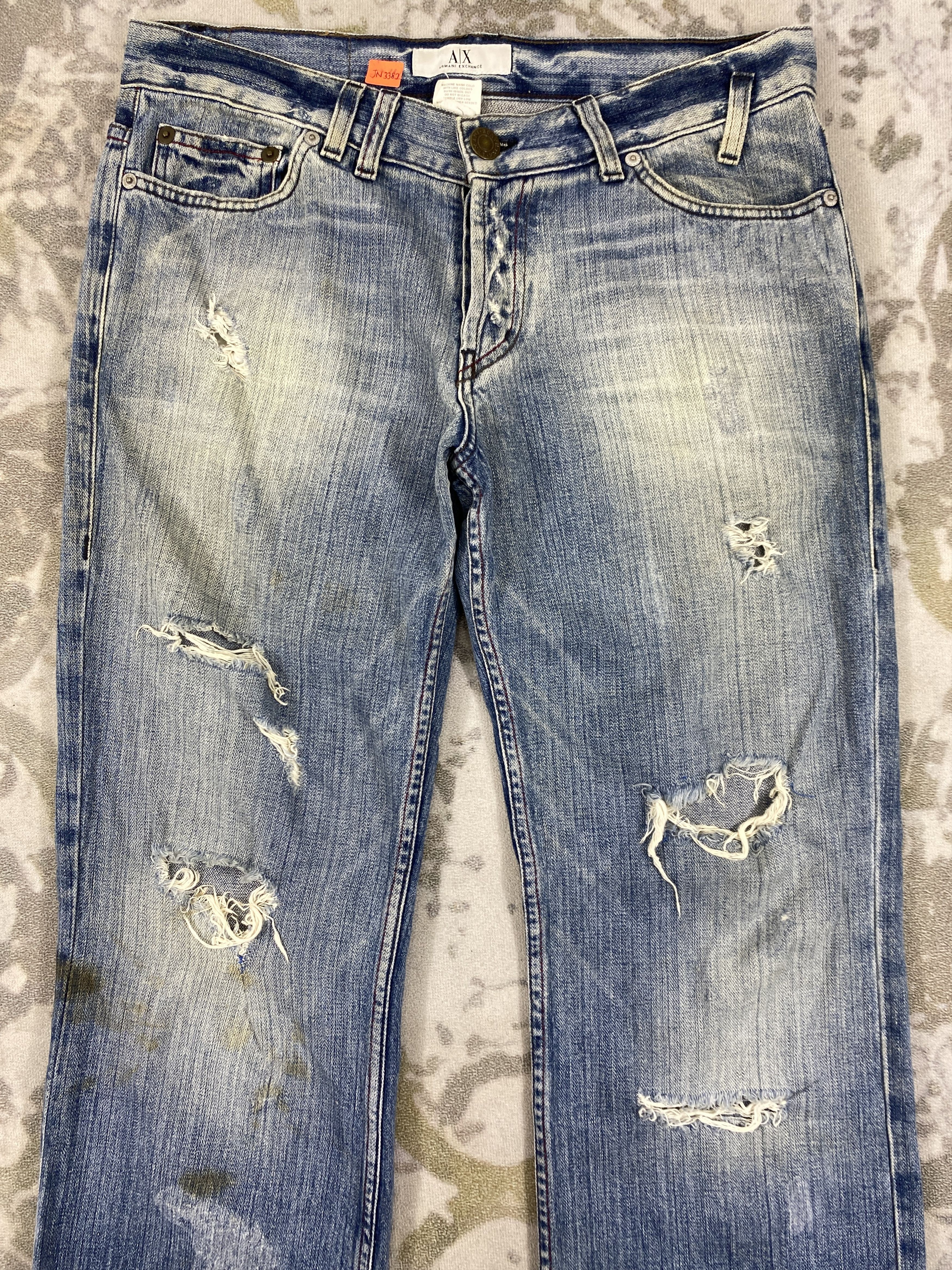 If Six Was Nine Distressed Blue Armani Jeans 34x31.5 Denim JN3382 Size US 34 / EU 50 - 3 Thumbnail