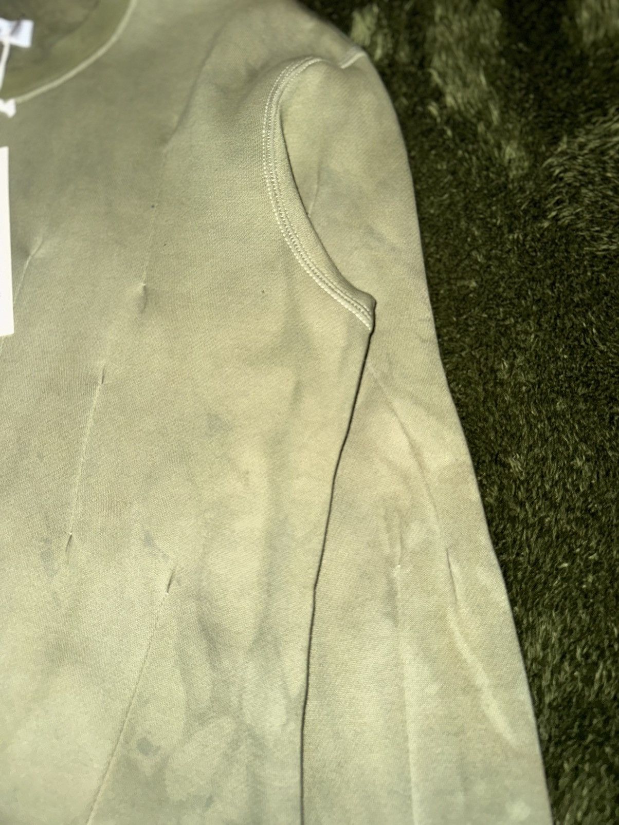 Sulvam [M] SULVAM Hand-Dyed Dart Detail Sweatshirt (Olive) Size US M / EU 48-50 / 2 - 4 Thumbnail