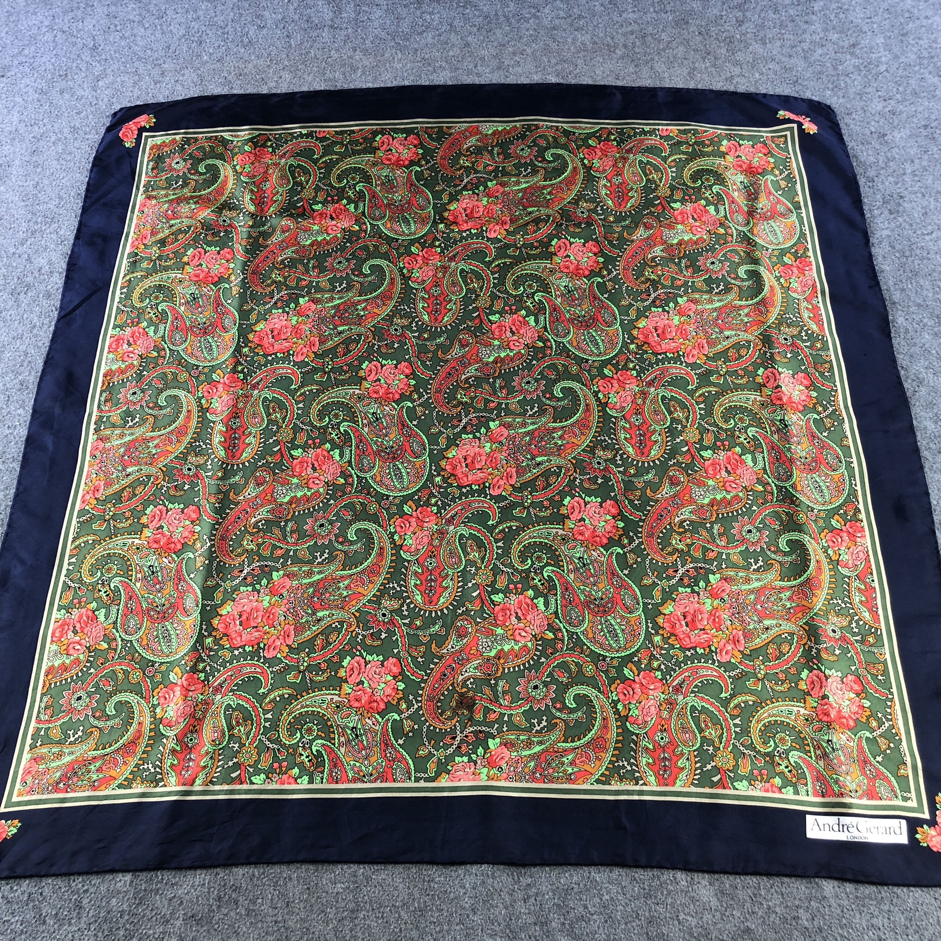 Vintage Vintage Andre Gerard Floral Hand Rolled Silk Scarf M1352 Size ONE SIZE - 2 Thumbnail