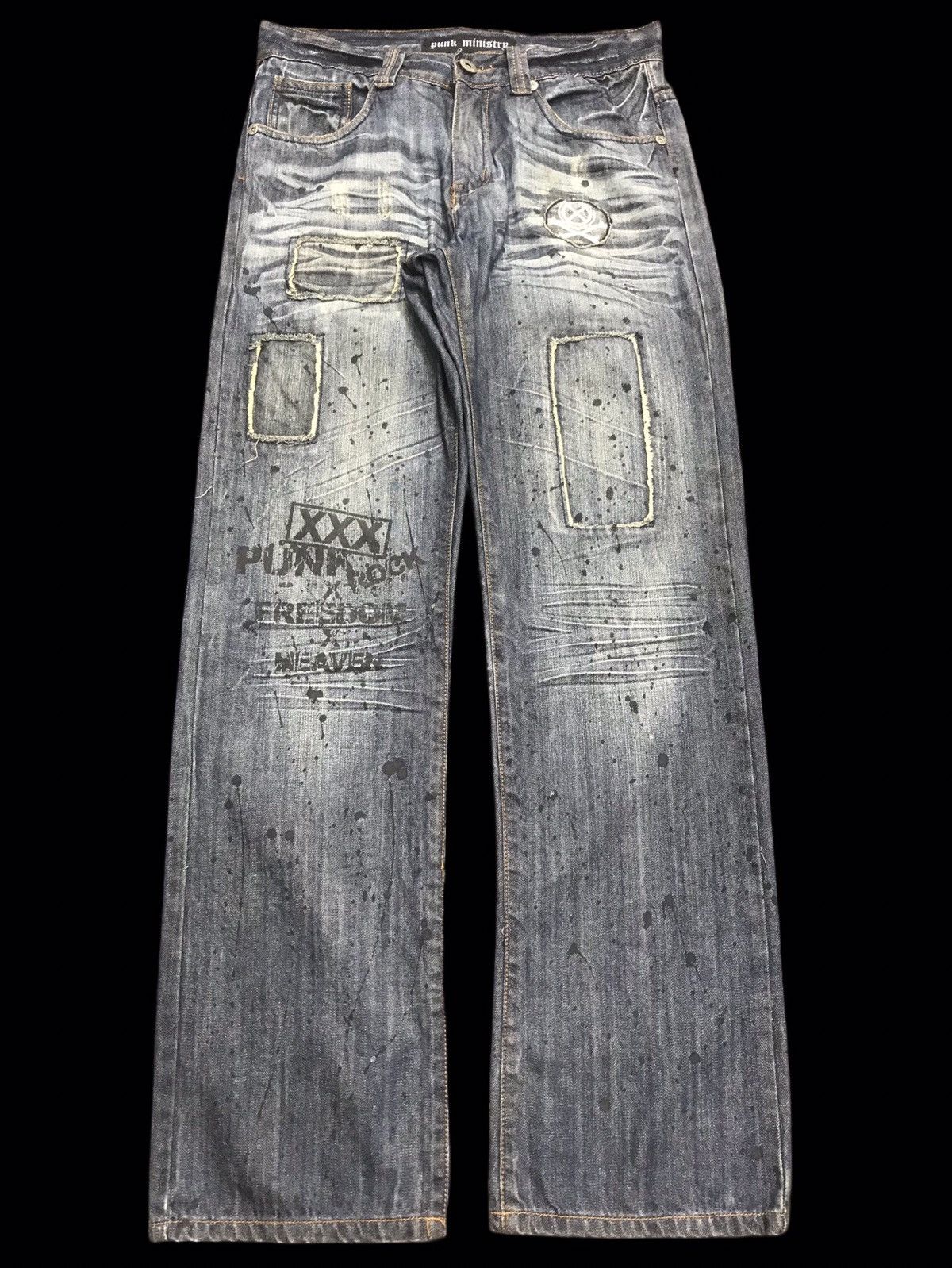 Seditionaries 💥PUNK DENIM💥punk ministry Paint Splatter Punk Denim F301 Size US 31 - 1 Thumbnail