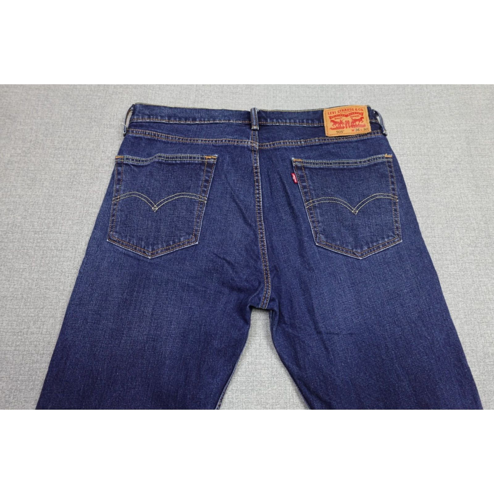 Levi's Levi's 505 Jeans Mens 36x30 Blue Regular Fit Denim Straight 5-Pocket Dark Wash Cowboy Theme Mens Size US 36 / EU 52 - 5 Thumbnail