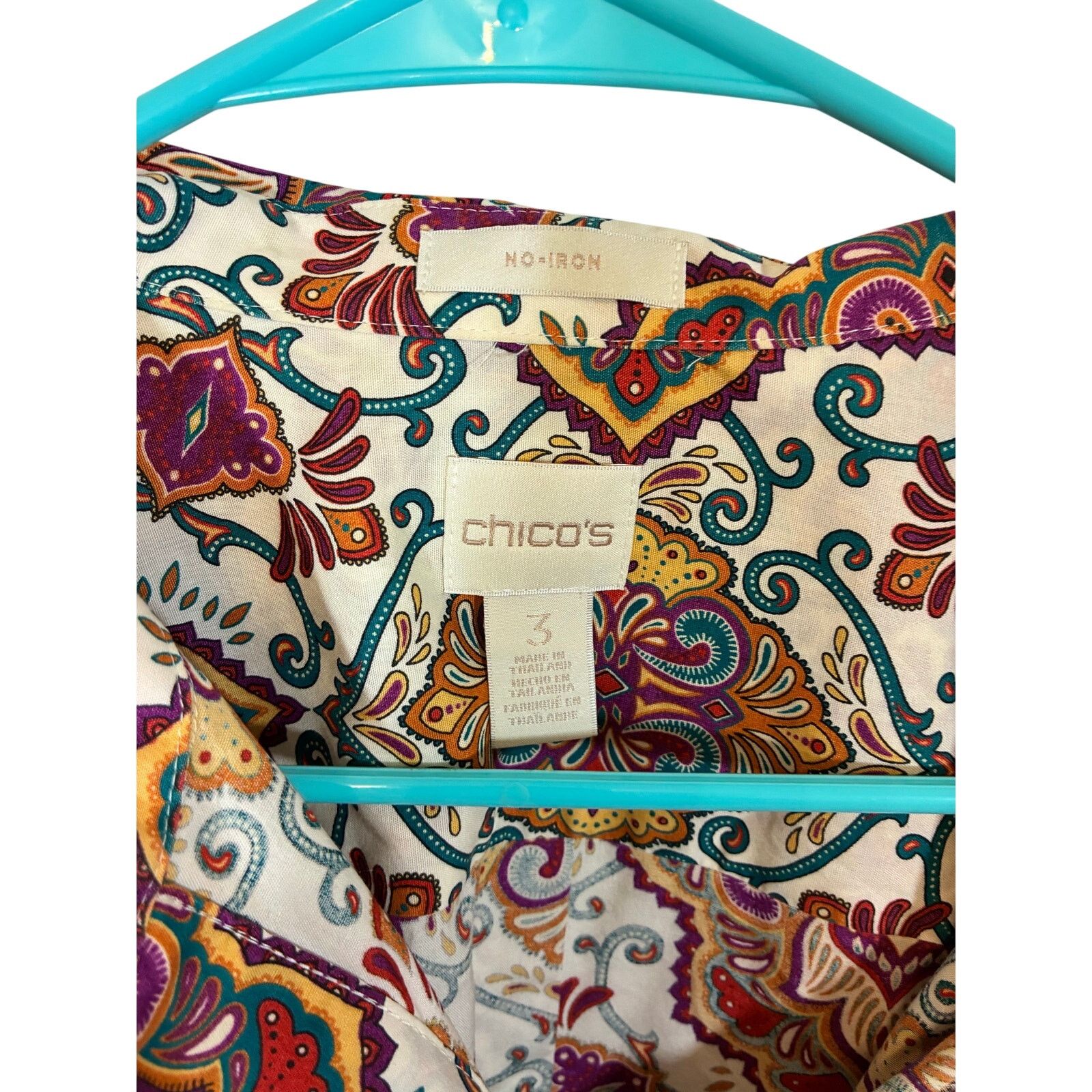 Chicos Chico’s Multicolor Medallion Print No Iron Button Shirt 3 Size XL / US 12-14 / IT 48-50 - 2 Thumbnail