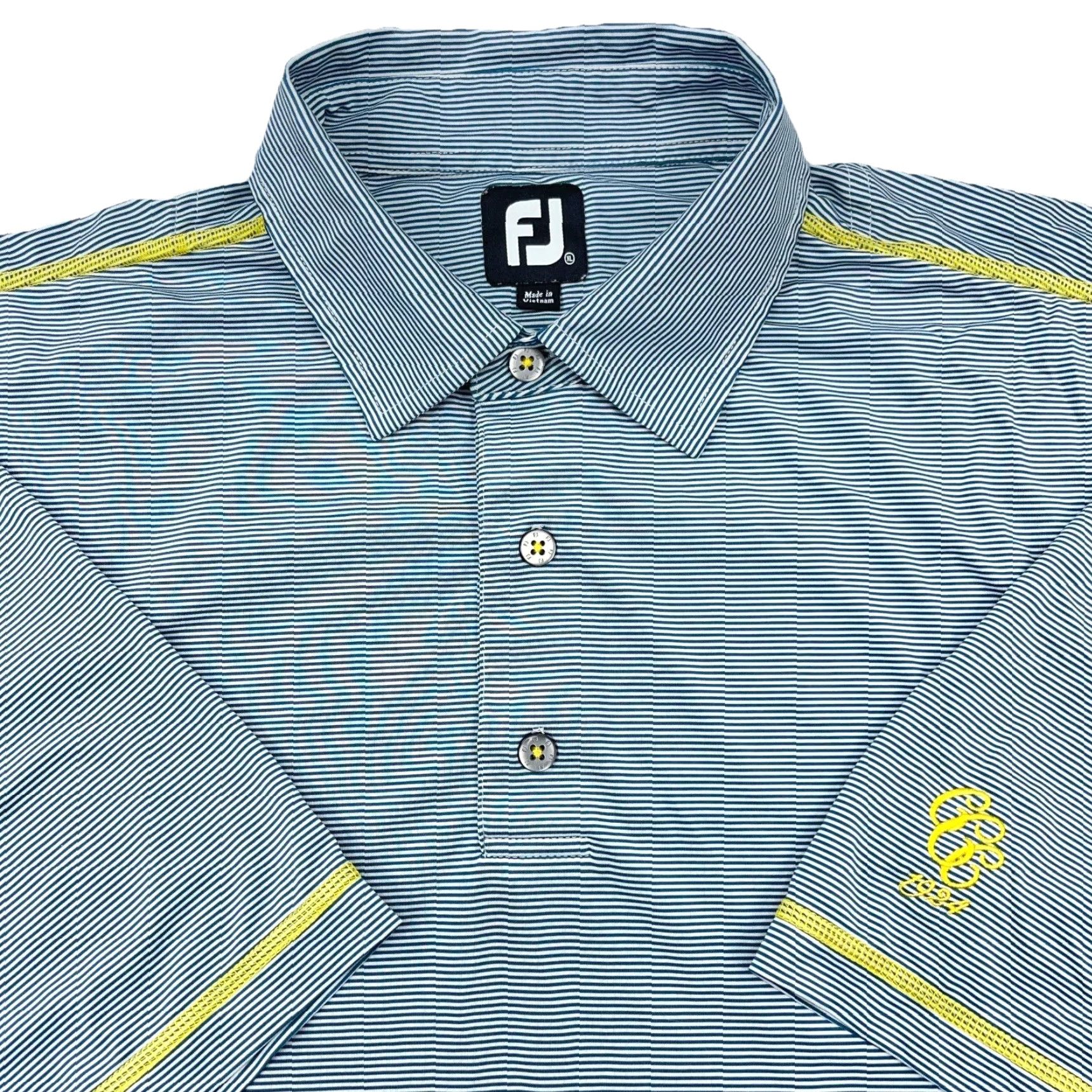 Footjoy FootJoy Polo Shirt Men XL Blue Yellow Performance Golf Club Stretch Wicking Size US XL / EU 56 / 4 - 2 Thumbnail