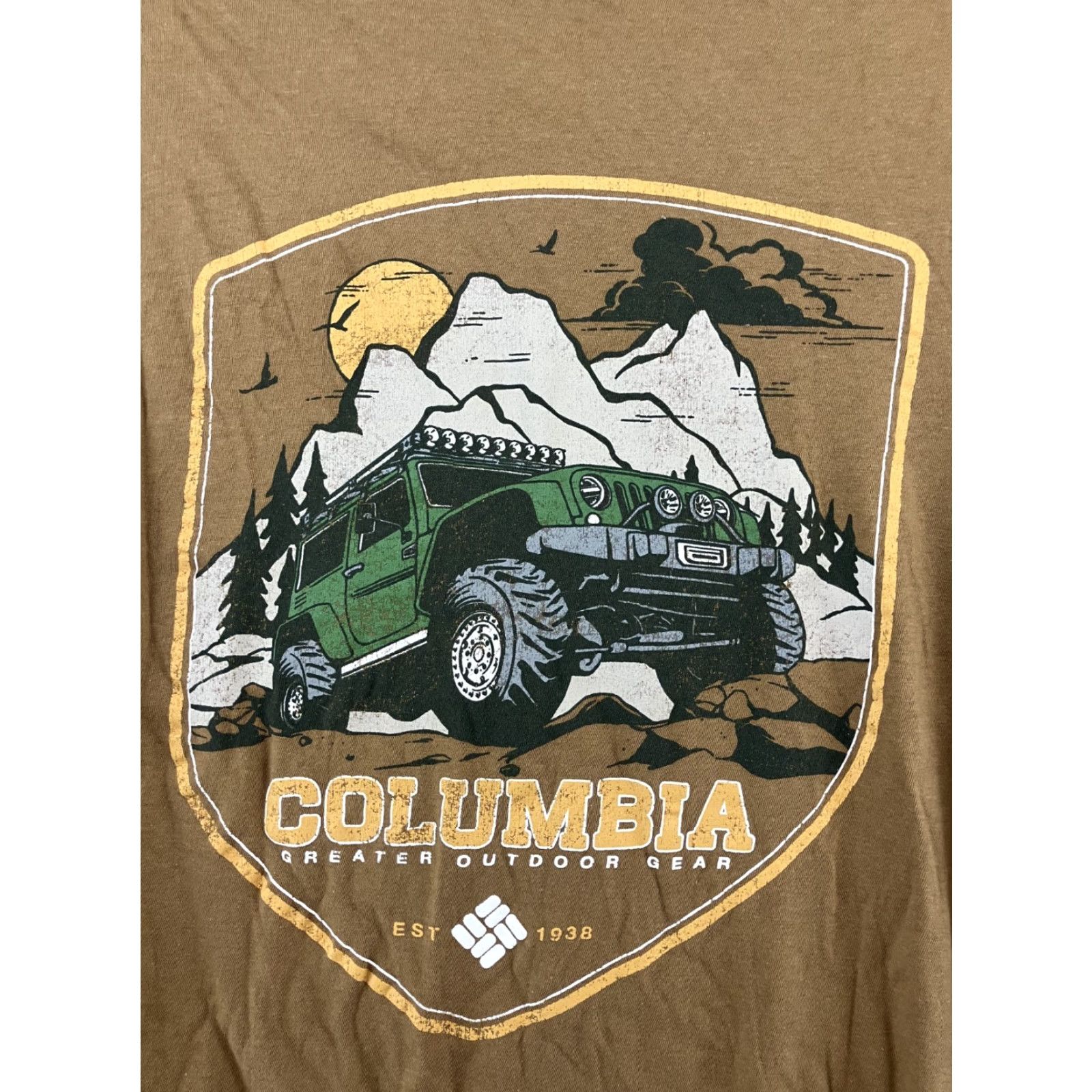 Jeep Columbia Men's T-Shirt Outdoor Jeep Mountains Cotton Short Sleeve Crew Neck Brown Size S Size US S / EU 44-46 / 1 - 6 Thumbnail