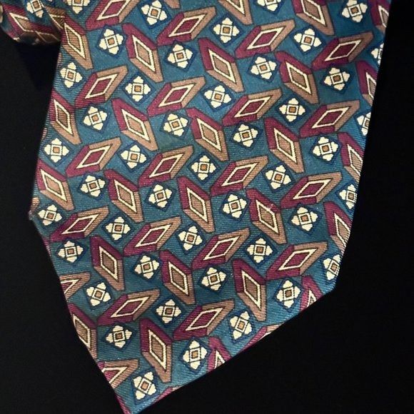 Christian Dior Monsieur × Dior Dior Rare Mid Century Modernist Teal Red Diamond Mod Silk Ti Size ONE SIZE - 9 Thumbnail