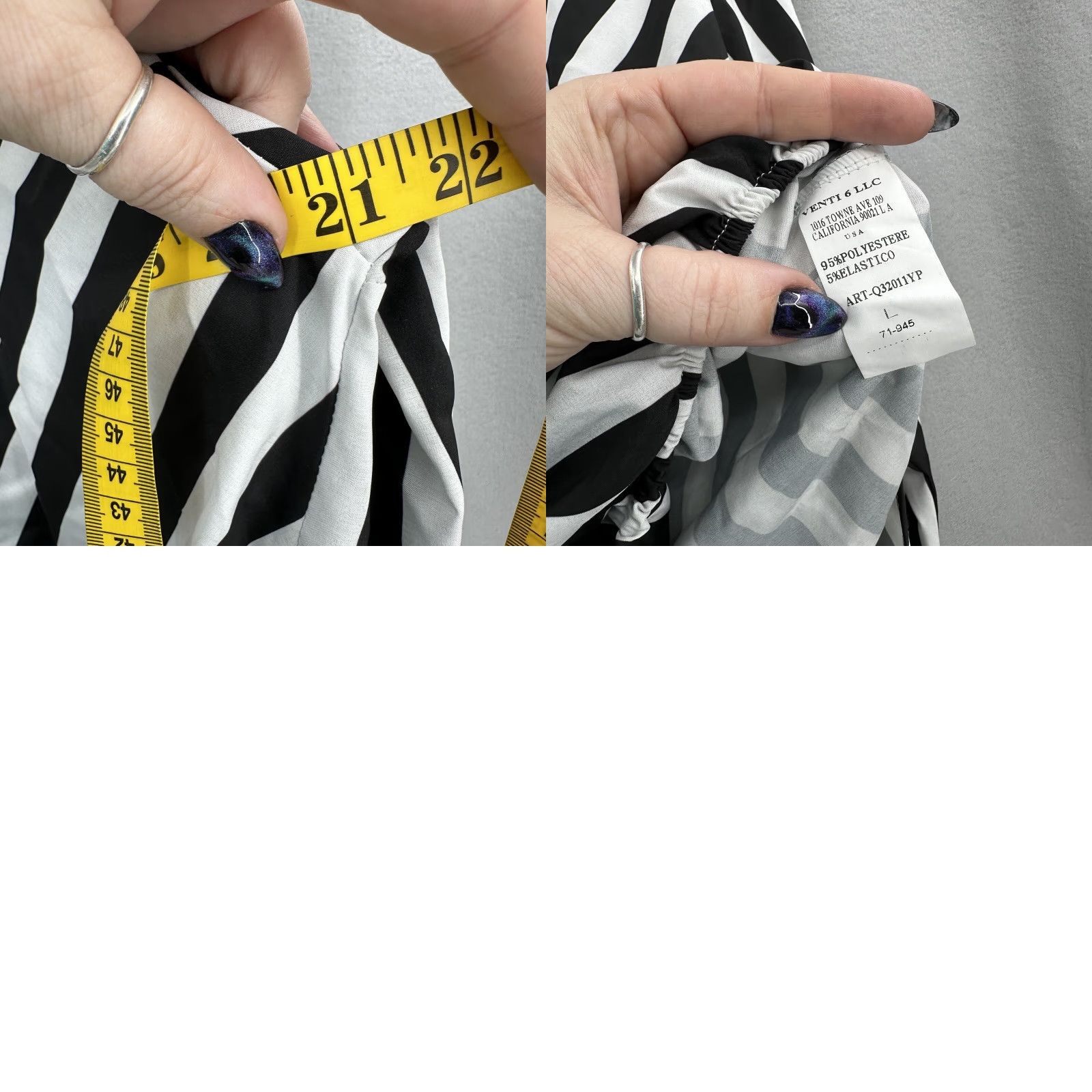 Vintage Venti 6 Blouse Womens Large V Neck Stripe Black - Casual, Business, Party/Cocktail - Long Sleeve - Pullover - Classic, All Seasons - Womens - Size L Size L / US 10 / IT 46 - 9 Thumbnail