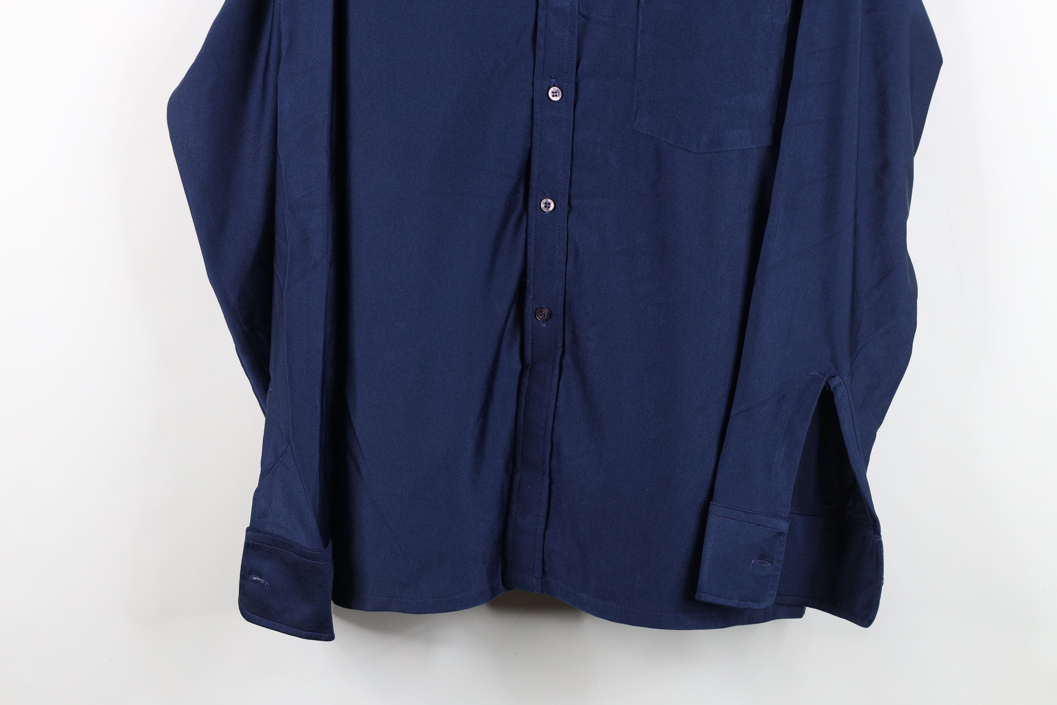 Vintage Vintage 70s Streetwear Knit Collared Button Shirt Blue USA Size US L / EU 52-54 / 3 - 3 Thumbnail