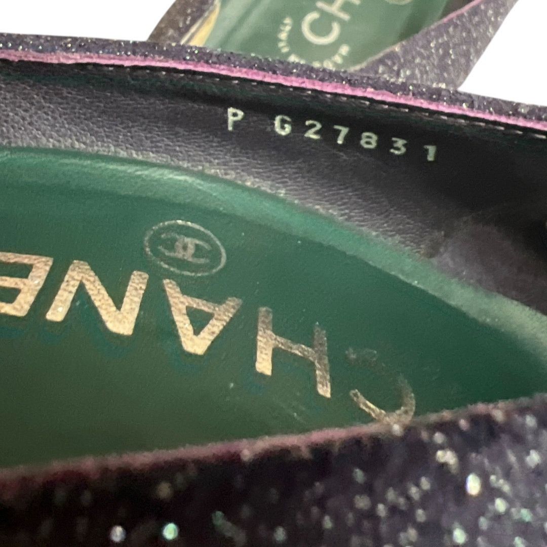 Chanel CHANEL Purple/Green Interlocking CC Logo Pumps, US8.5/IT38.5 Size US 8.5 / IT 38.5 - 19 Thumbnail