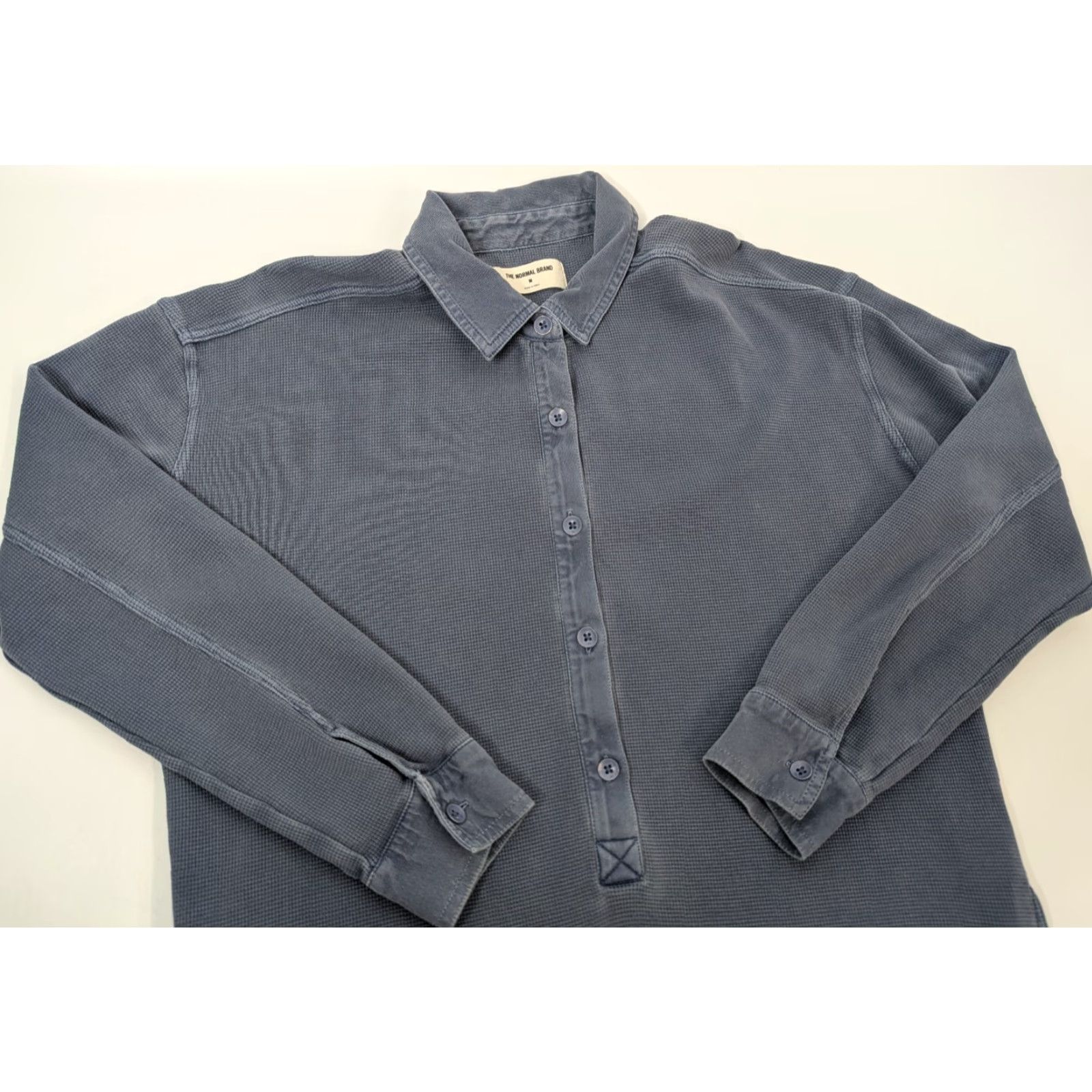 Vintage THE NORMAL BRAND Blue Henley Thermal Long Sleeve Shirt Dress Women's XS Size XS / US 0-2 / IT 36-38 - 2 Thumbnail