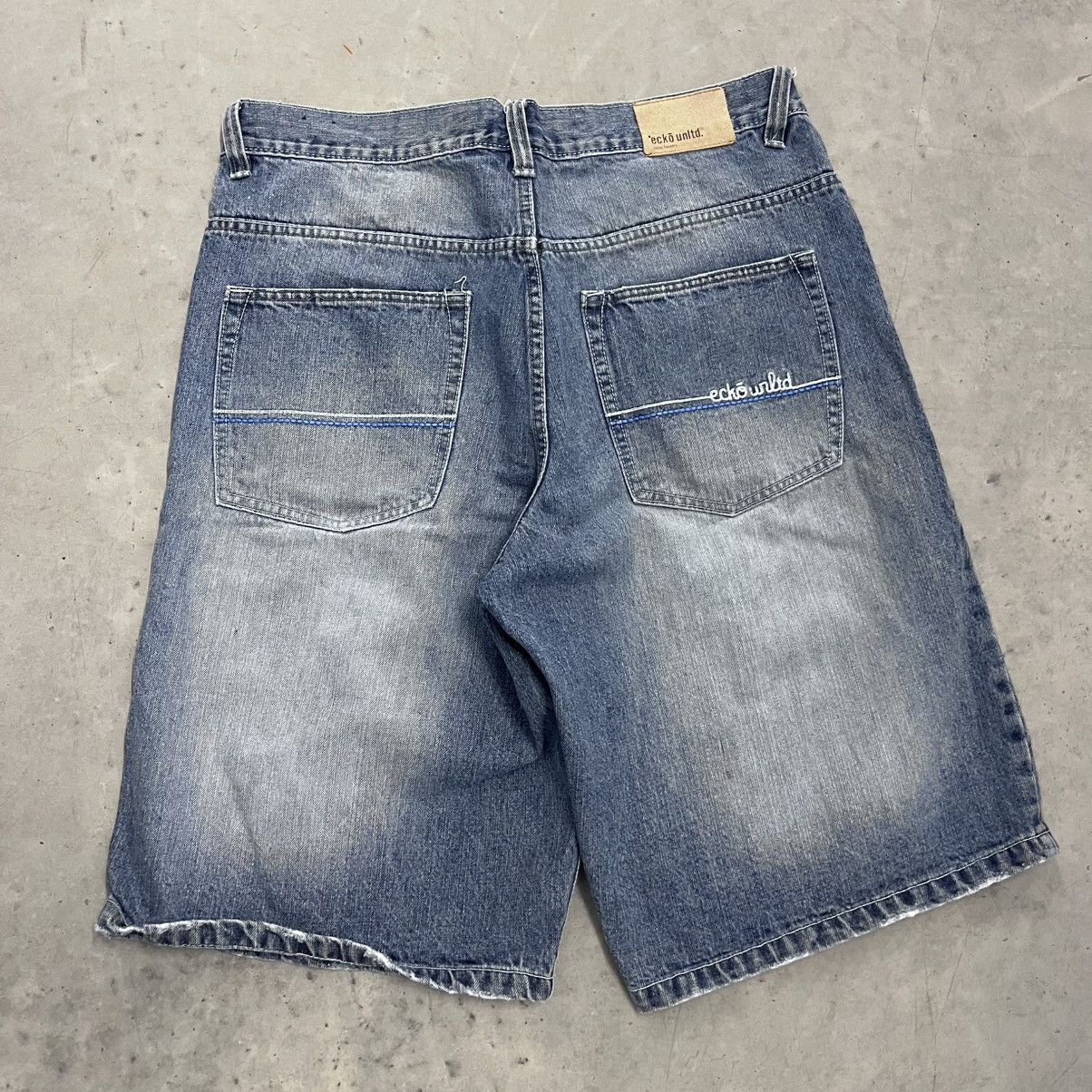Ecko Unltd. × Vintage Y2K Ecko Unltd Striped Embroidered Shorts Rare Baggy Jorts Size US 36 / EU 52 - 1 Thumbnail