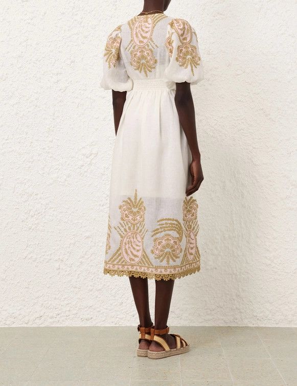Zimmermann o1s22i1n1024 Waverly Embroidered Linen Dress in White Size S / US 4 / IT 40 - 4 Thumbnail