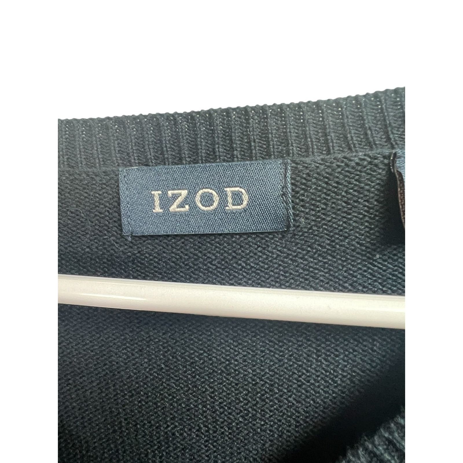 Izod IZOD Men's V-Neck Sweater Navy Blue Large Cotton Size US L / EU 52-54 / 3 - 2 Thumbnail