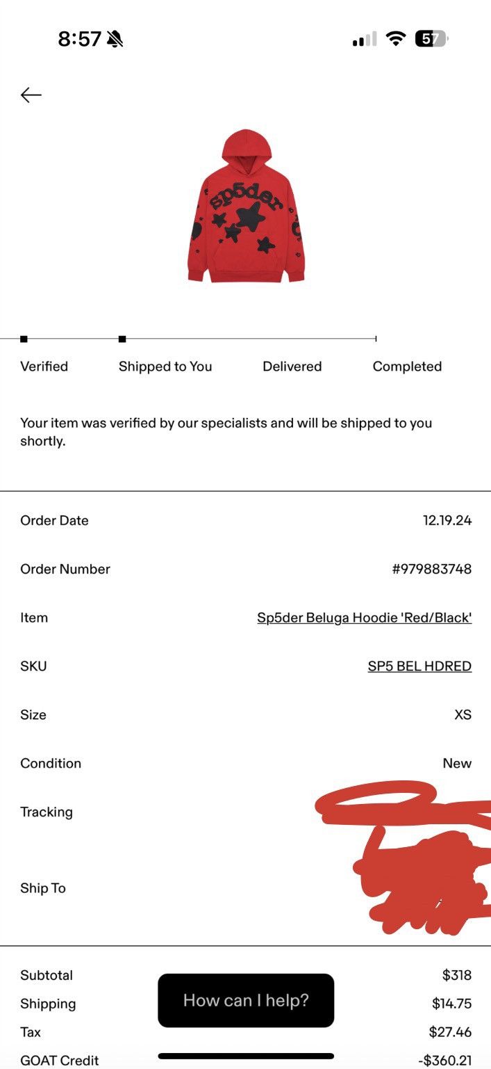 Sp5der Sp5der Beluga Hoodie ‘Red/Black’ Size US XS / EU 42 / 0 - 9 Thumbnail