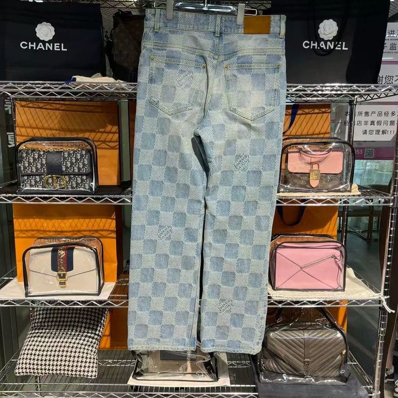 Louis Vuitton Louis Vuitton Checker White Button Straight Leg Jeans Size US 33 - 2 Thumbnail