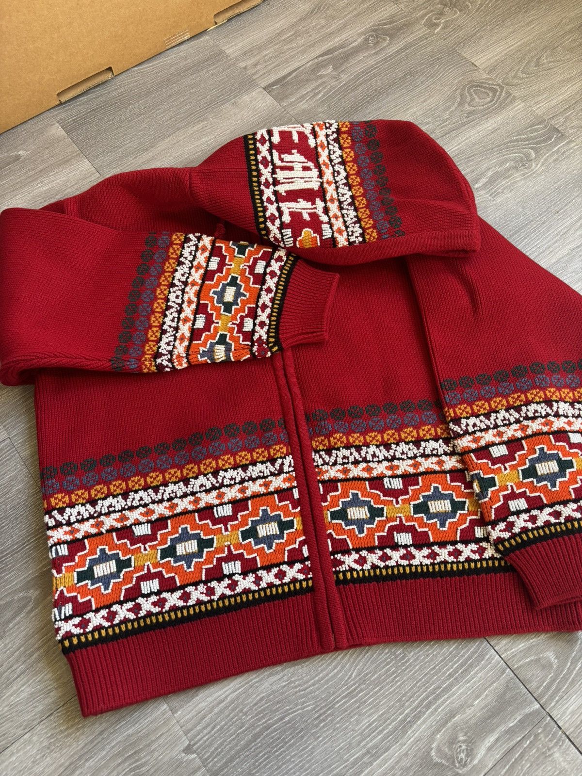 Supreme Supreme Red Beaded Knitted Hoodie Size US XL / EU 56 / 4 - 7 Thumbnail