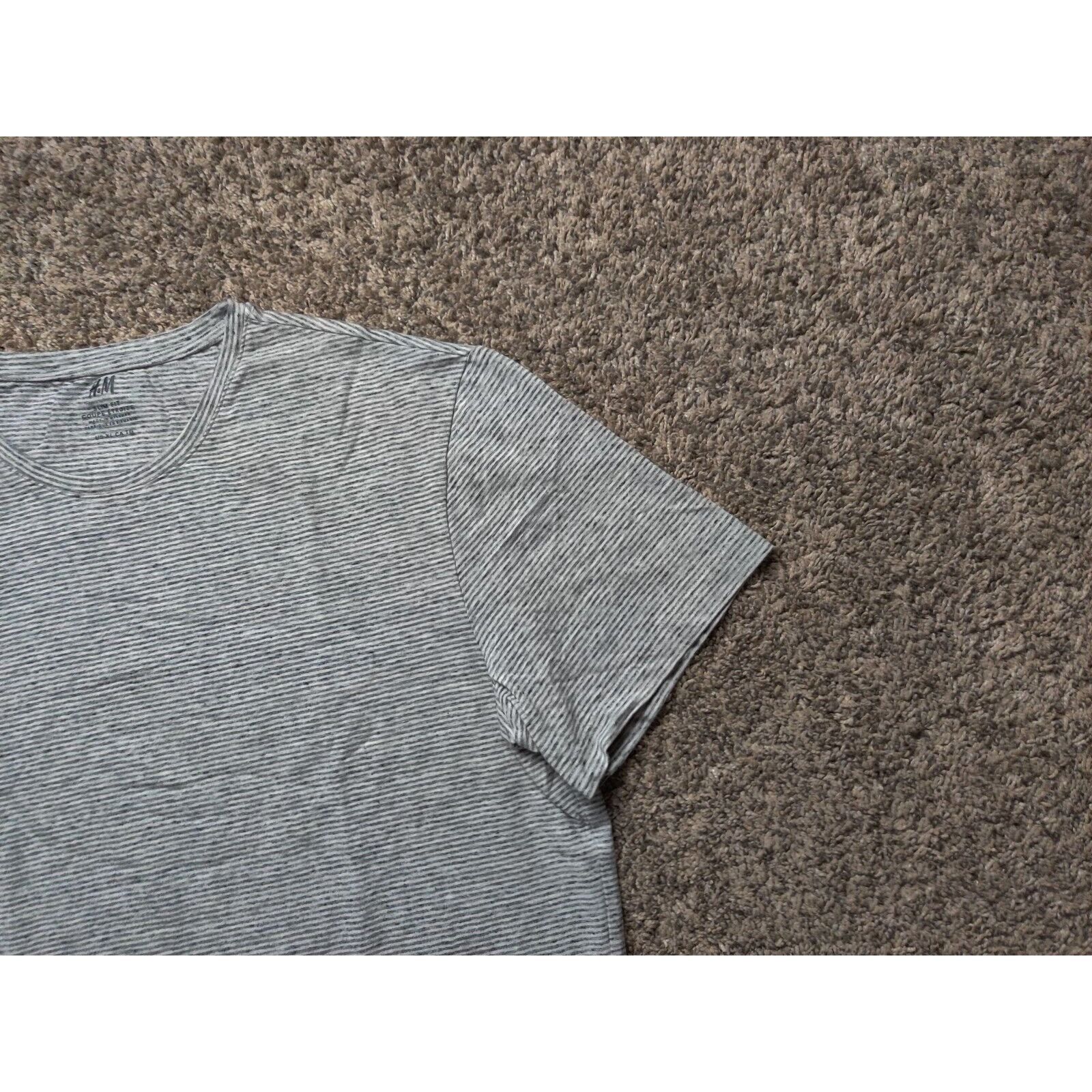 H&M H&M Shirt Adult Mens XL Gray White Striped Slim Fit Size US XL / EU 56 / 4 - 2 Thumbnail
