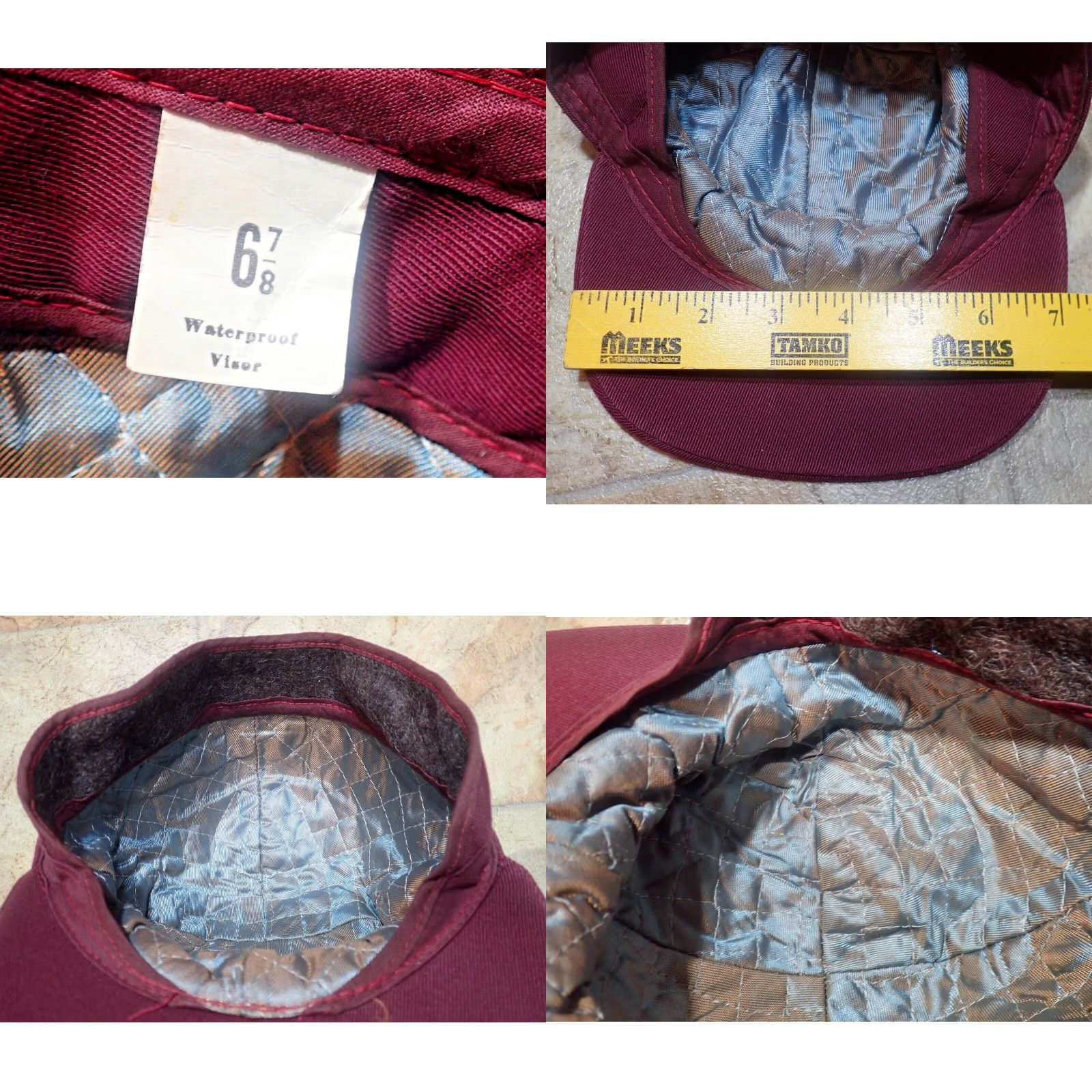 Vintage Vintage Men's Baseball Cap Hat 70s 80s Fitted Insulated Waterproof Fishing Hunting Burgundy Size 6 7/8 Size ONE SIZE - 8 Thumbnail