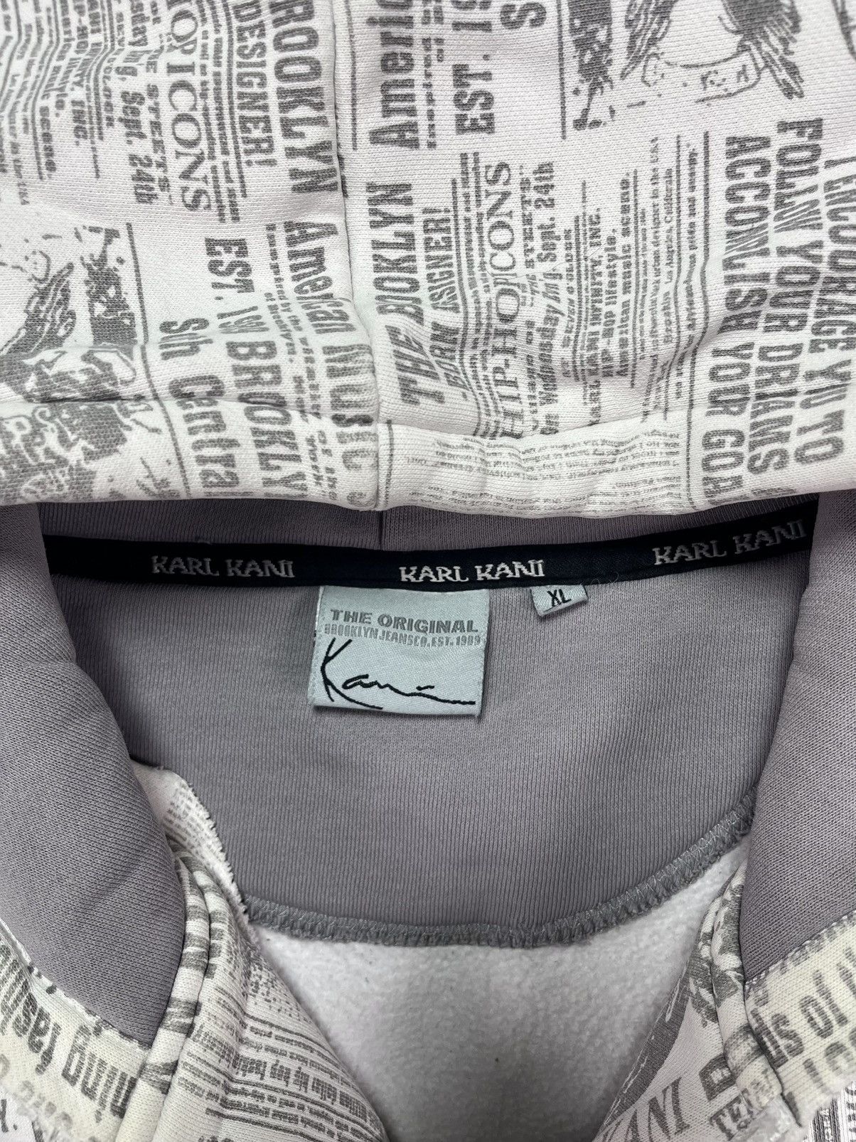 Karl Kani 00s Karl Kani Baggy Newspaper AOP Heavy Zip Hoodie Jacket XL Size US XL / EU 56 / 4 - 14 Thumbnail
