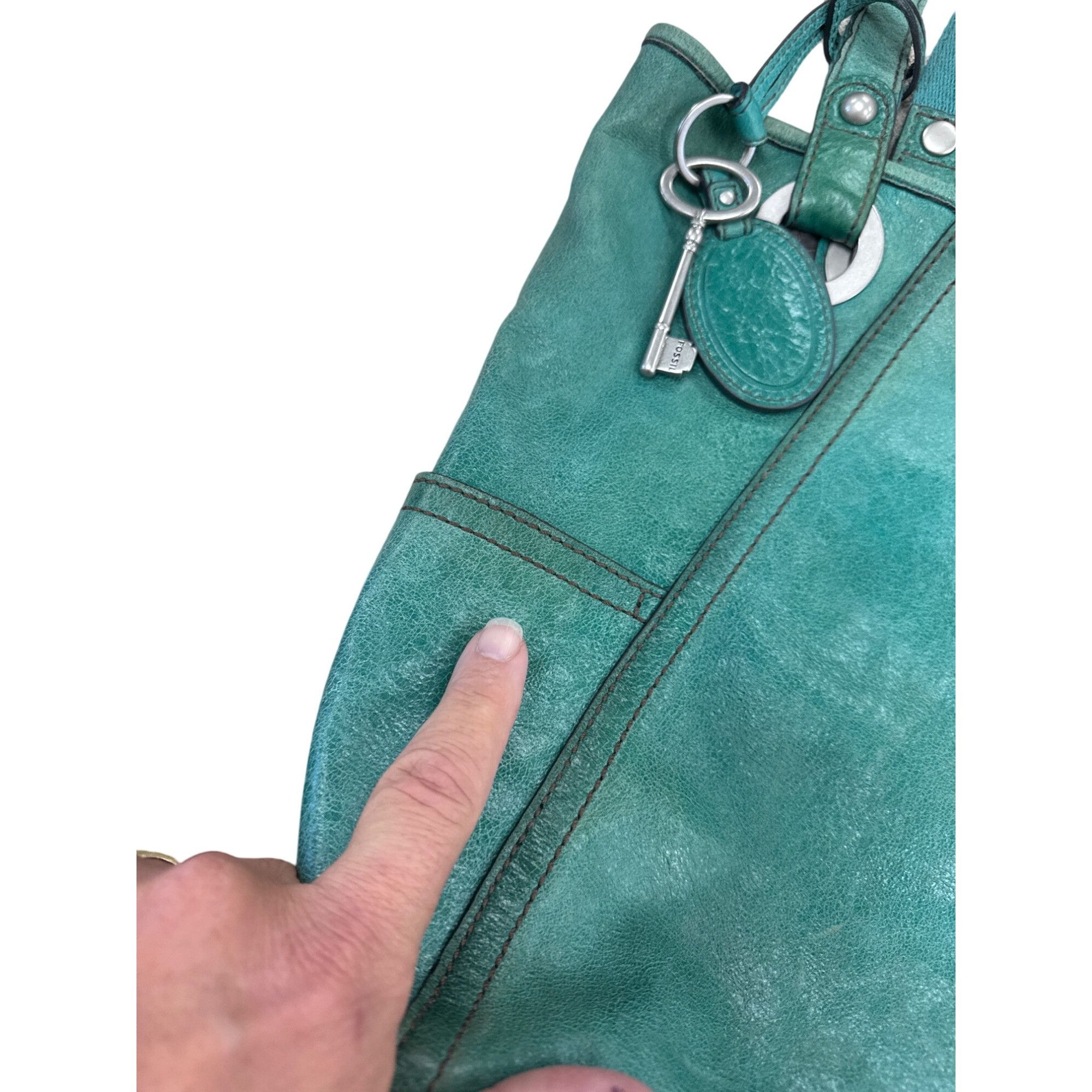 Fossil Fossil Vintage Womens Green Leather Shoulder Bag Purse Size ONE SIZE - 11 Thumbnail