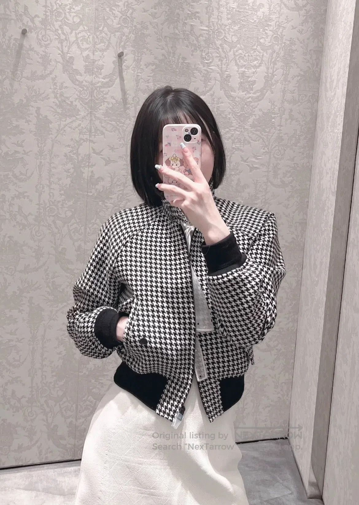 Dior Dior Houndstooth Short Jacket with Back Logo. Size S / US 4 / IT 40 - 1 Thumbnail