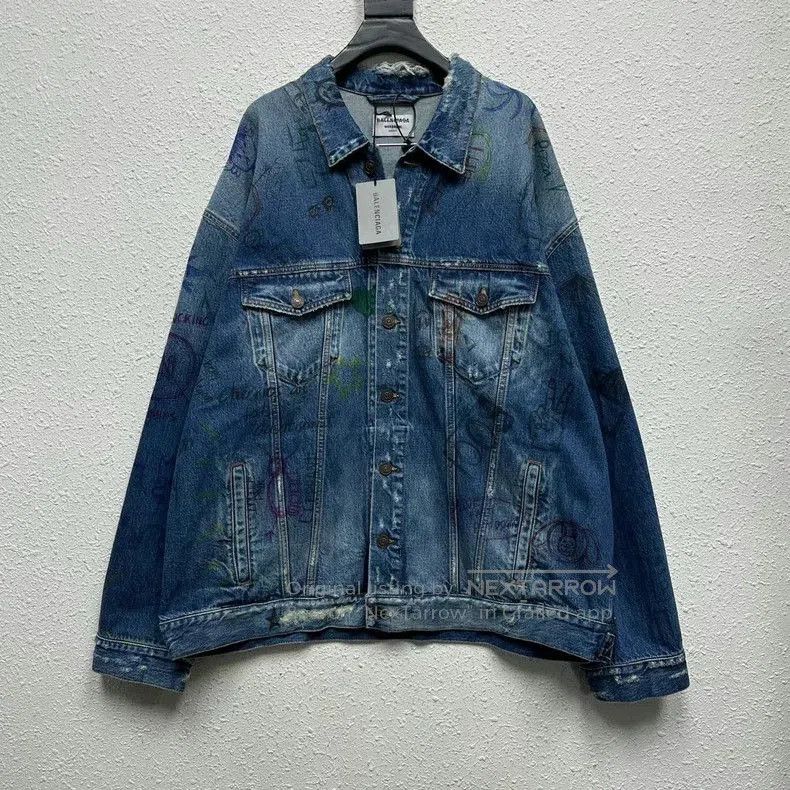 Balenciaga Balenciaga Distressed Graffiti Denim Jacket. Size US XS / EU 42 / 0 - 1 Thumbnail