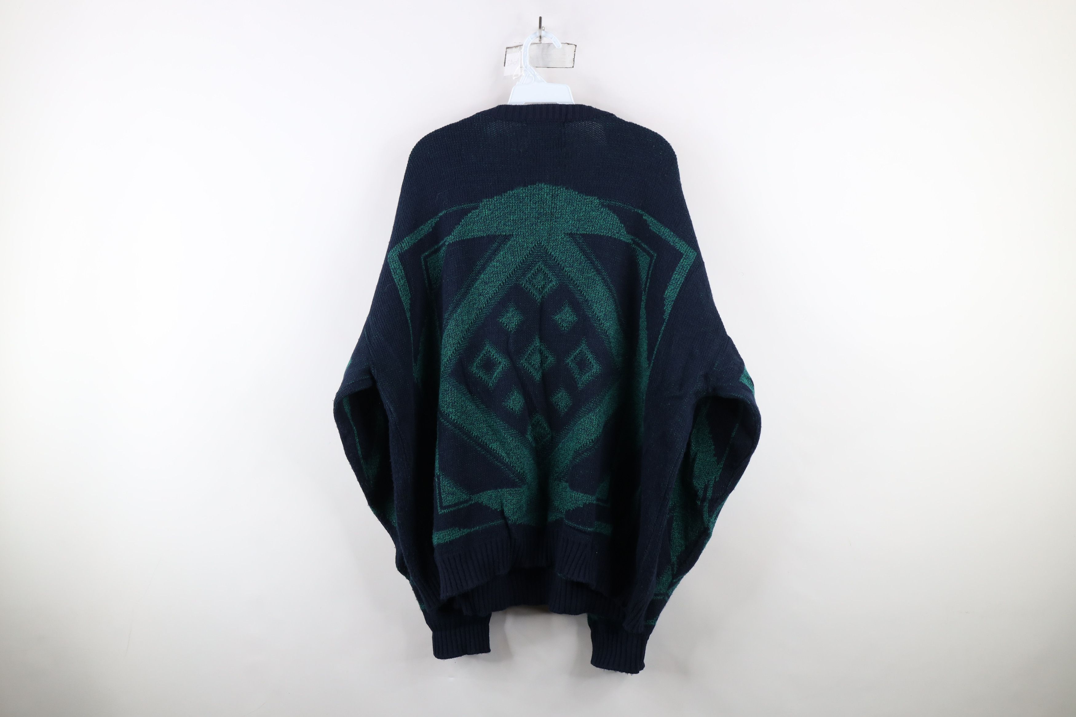 Vintage Vintage 90s Streetwear Geometric Knit Grandpa Sweater USA Size US XXL / EU 58 / 5 - 7 Thumbnail