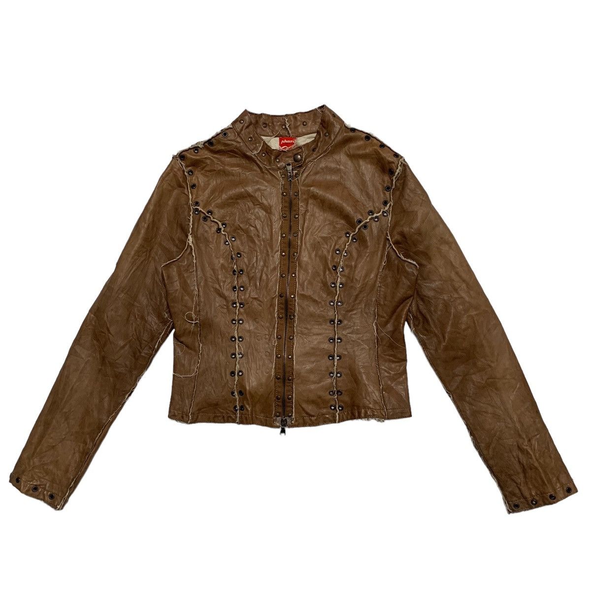 Other Nhard Frayed Leather Jacket Size L / US 10 / IT 46 - 1 Thumbnail