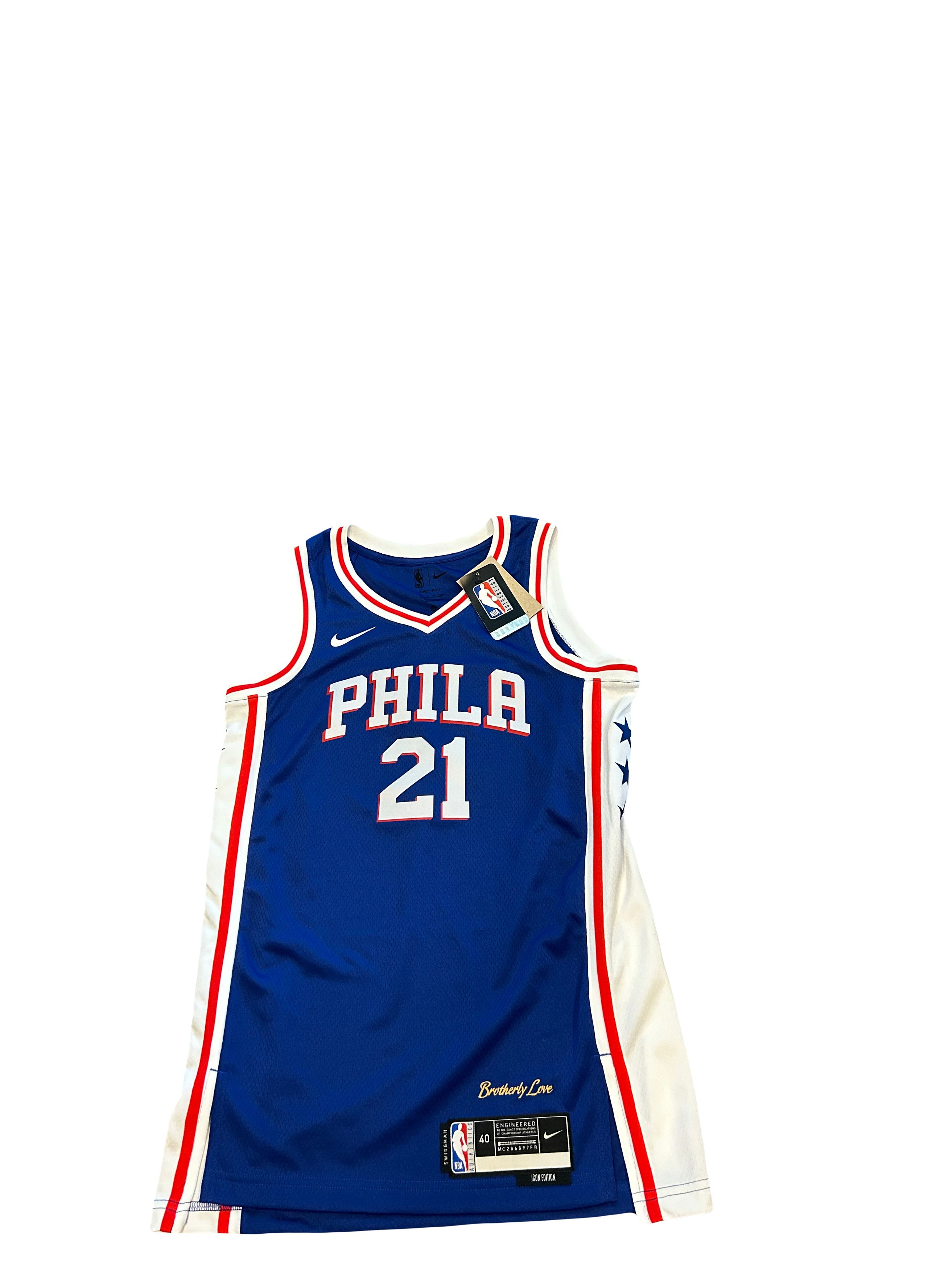 NWT #21 Joel Embiid 76ers Nike Icon Small Swingman Jersey