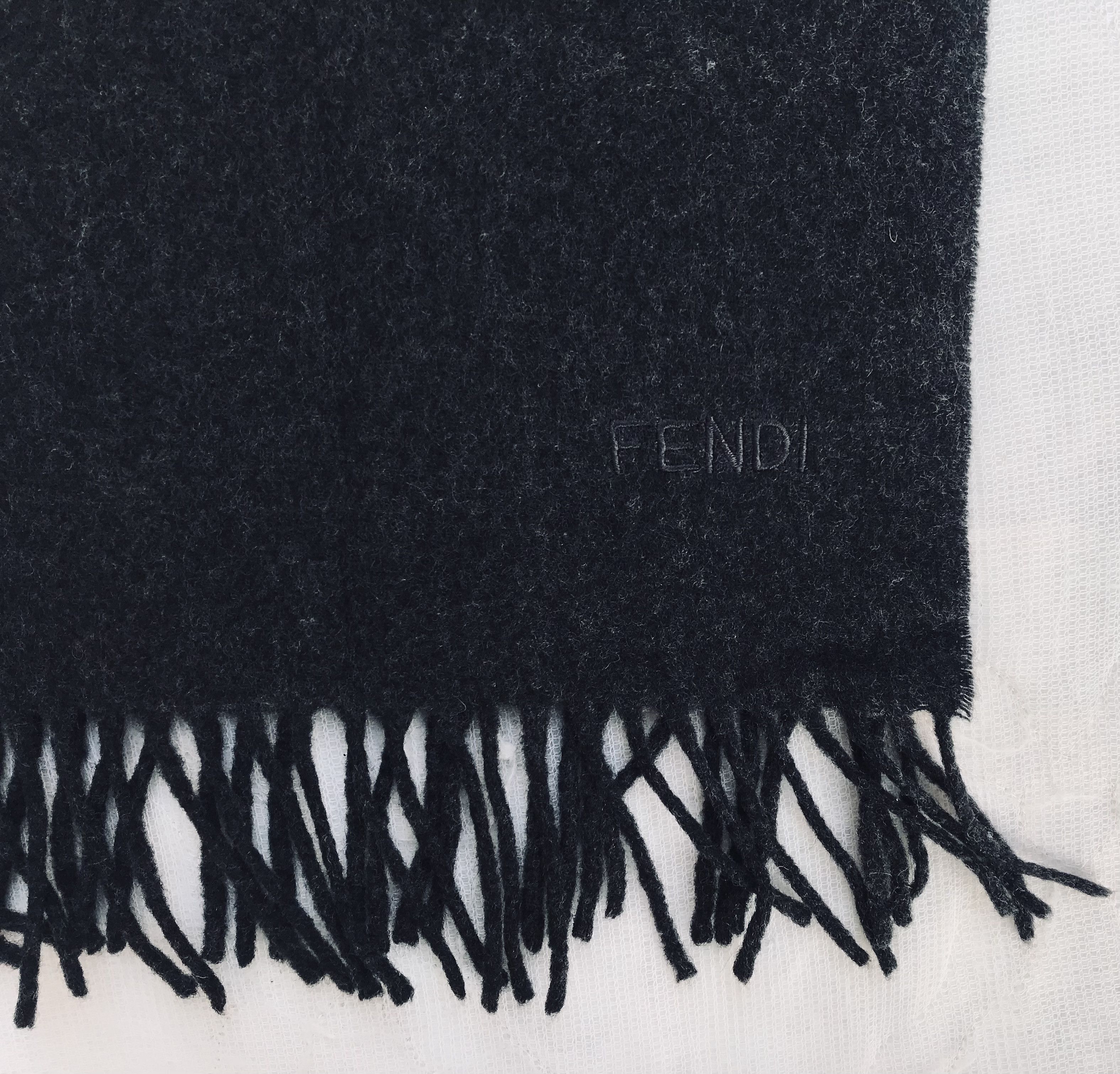 Fendi Fendi Cravatte Scarf Fringe Cashmere Wool Black Unisex Size ONE SIZE - 5 Thumbnail