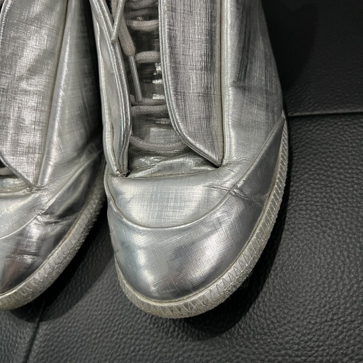 Maison Margiela Maison Margiela “Future” Liquid Silver High-Top Sneakers Size US 7 / EU 40 - 14 Thumbnail