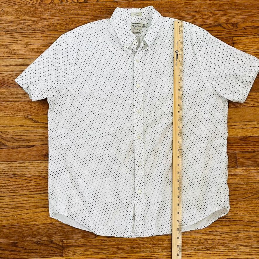 J.Crew JCrew Mens XL White Micro Print Short Sleeve Button Up Cotto Size US XL / EU 56 / 4 - 9 Thumbnail