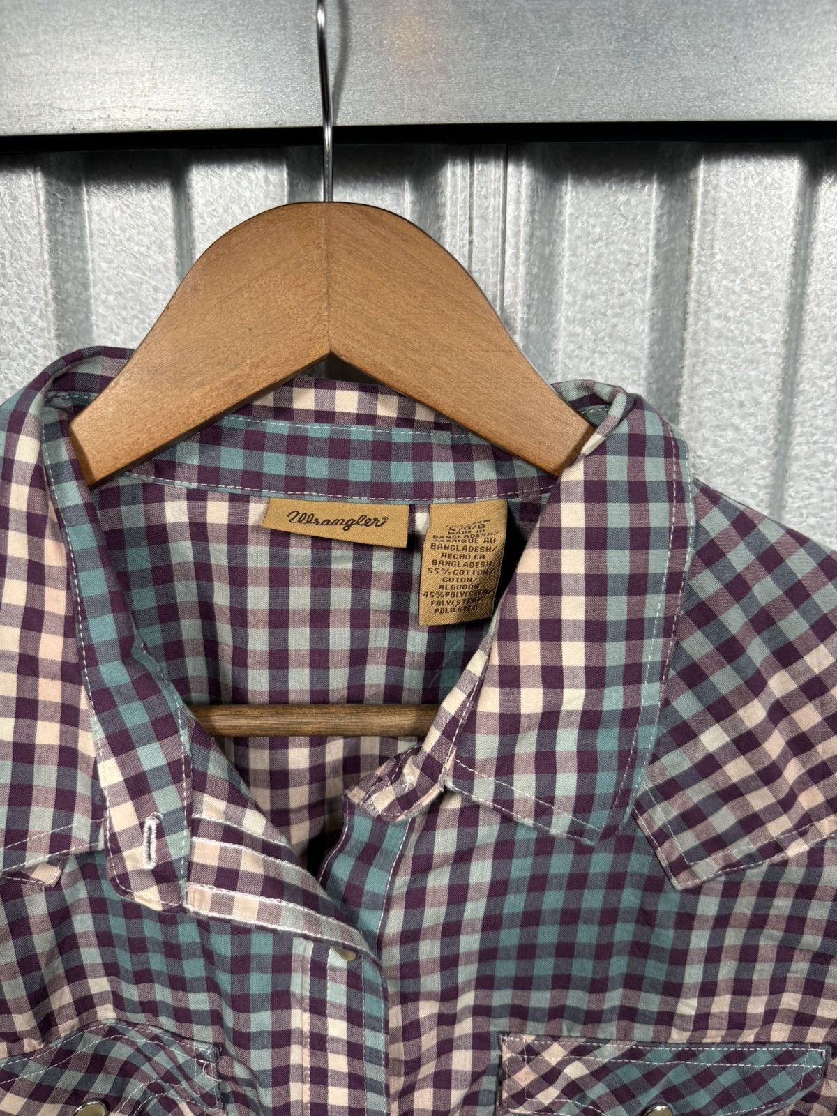 Wrangler Vintage Wrangler Western Pearl Snap Button Up Shirt Size US L / EU 52-54 / 3 - 8 Thumbnail