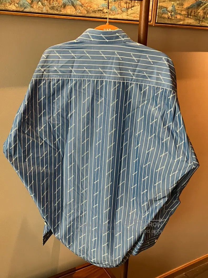 Balenciaga Balenciaga Blue striped full-print logo long-sleeve shirt, Size XS / US 0-2 / IT 36-38 - 2 Thumbnail