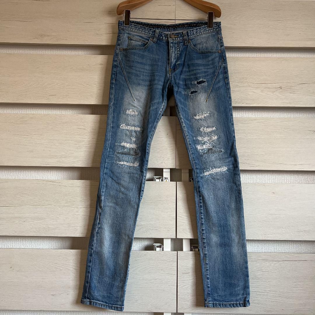 Pre-owned Number N Ine Number Nine Nano Universe Heavy Distressed Denim Jeans In Indigo