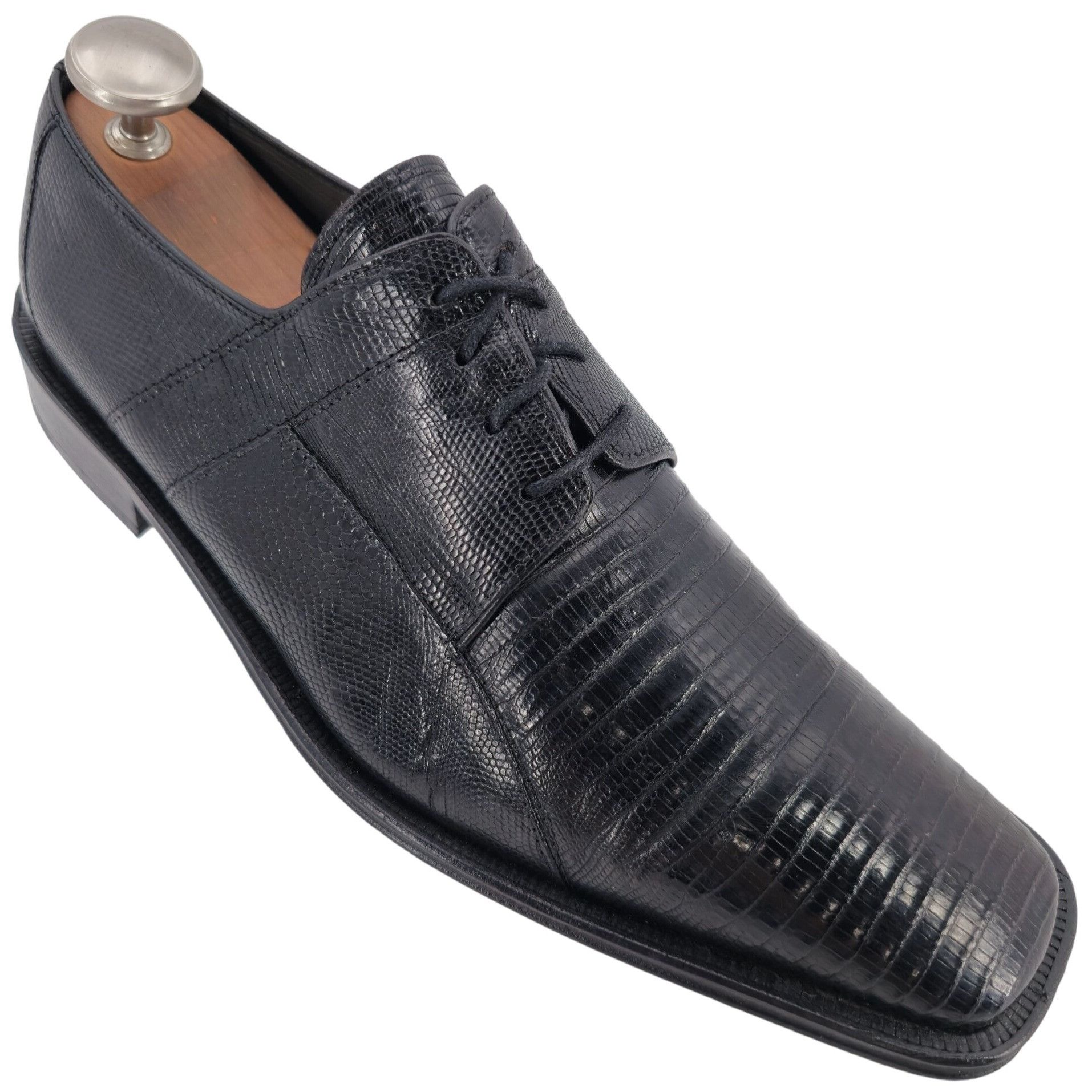 David Eden Vintage David Eden Exotic Teju Lizard Black Dress Shoes Mens Size US 10.5 / EU 43-44 - 1 Thumbnail