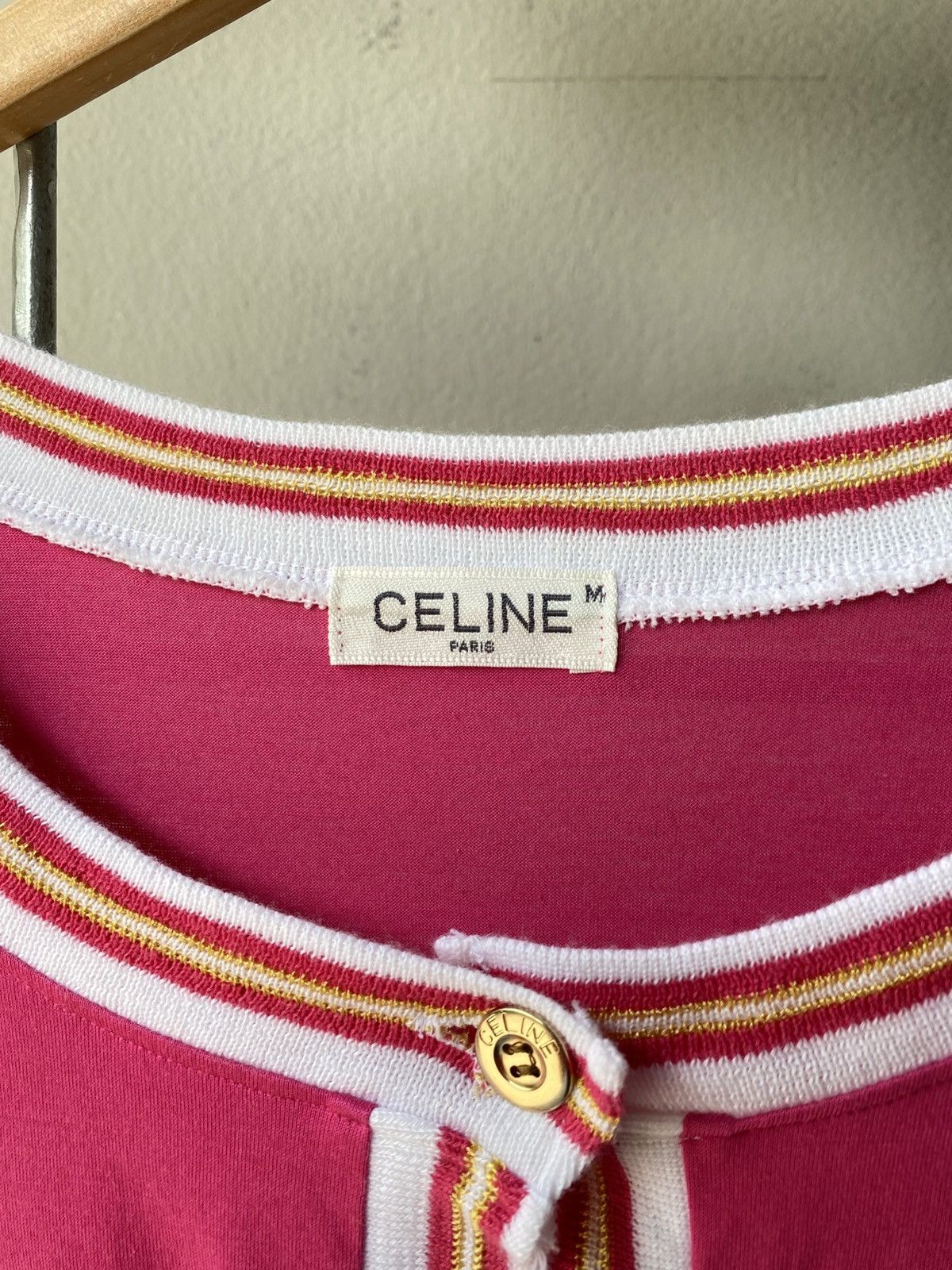 Celine Celine Pink & Gold Embroidered Blouse with Gold Buttons. Size M / US 6-8 / IT 42-44 - 3 Thumbnail