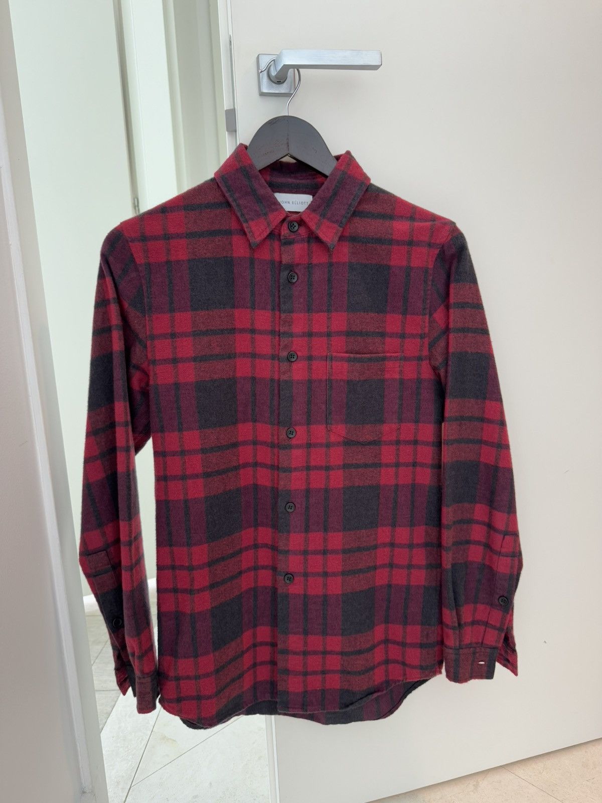 John Elliott Brushed Flannel Button Up Shirt Red 1 Small Plaid Size US S / EU 44-46 / 1 - 2 Thumbnail