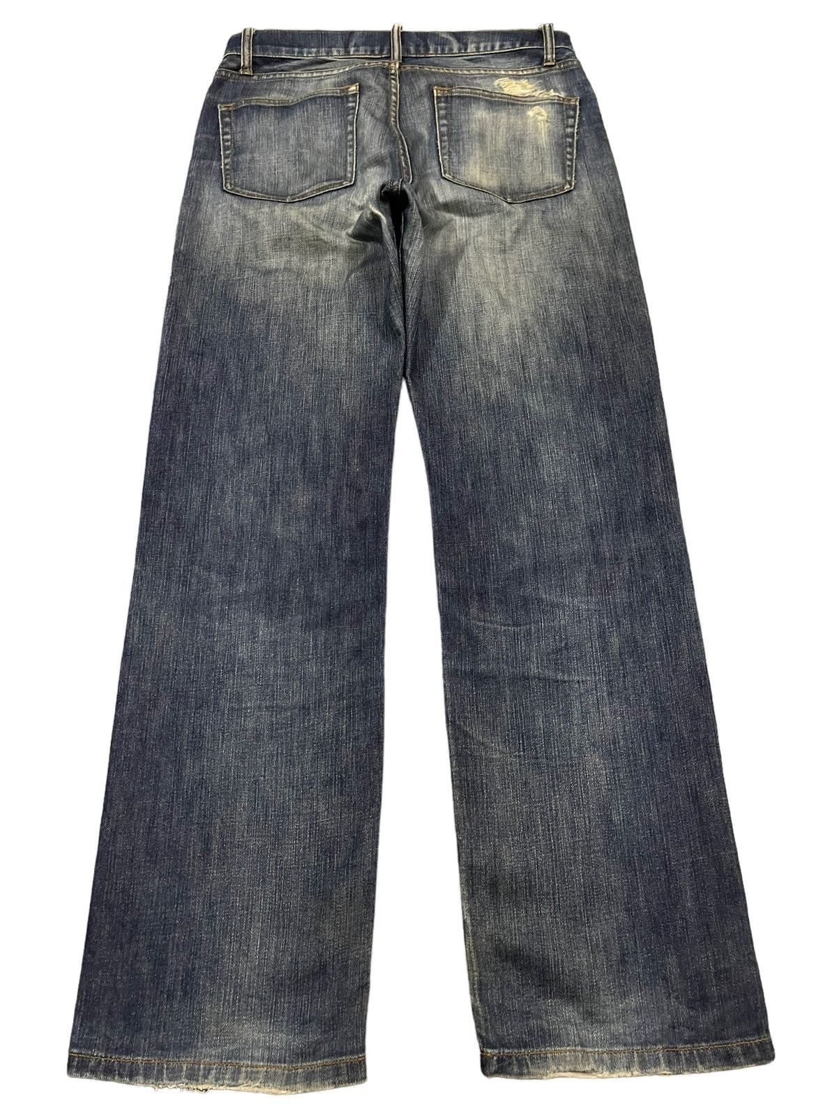 Sugar Cane Vintage Japanese Brand Blue Wash Distress Baggy Jeans Size US 32 / EU 48 - 2 Thumbnail